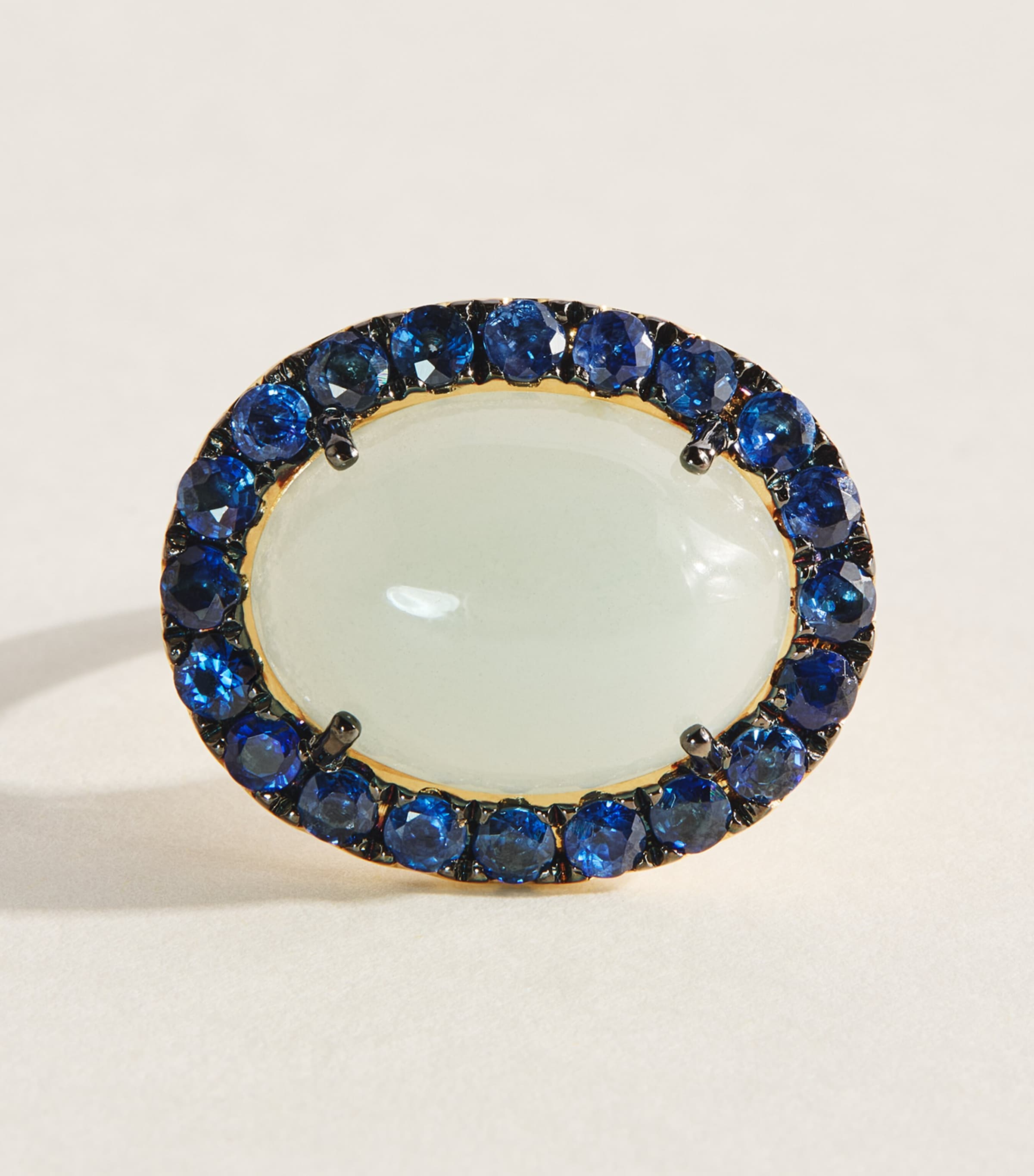 Rosa de la Cruz Yellow Gold, Sapphire and Aquamarine Cabochon Gem Ring Yellow Gold