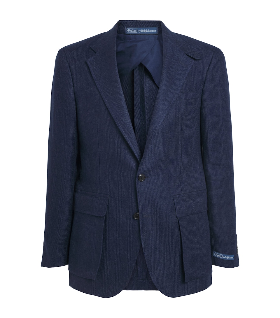 Polo Ralph Lauren Mens Wool Herringbone RL67 Blazer Navy