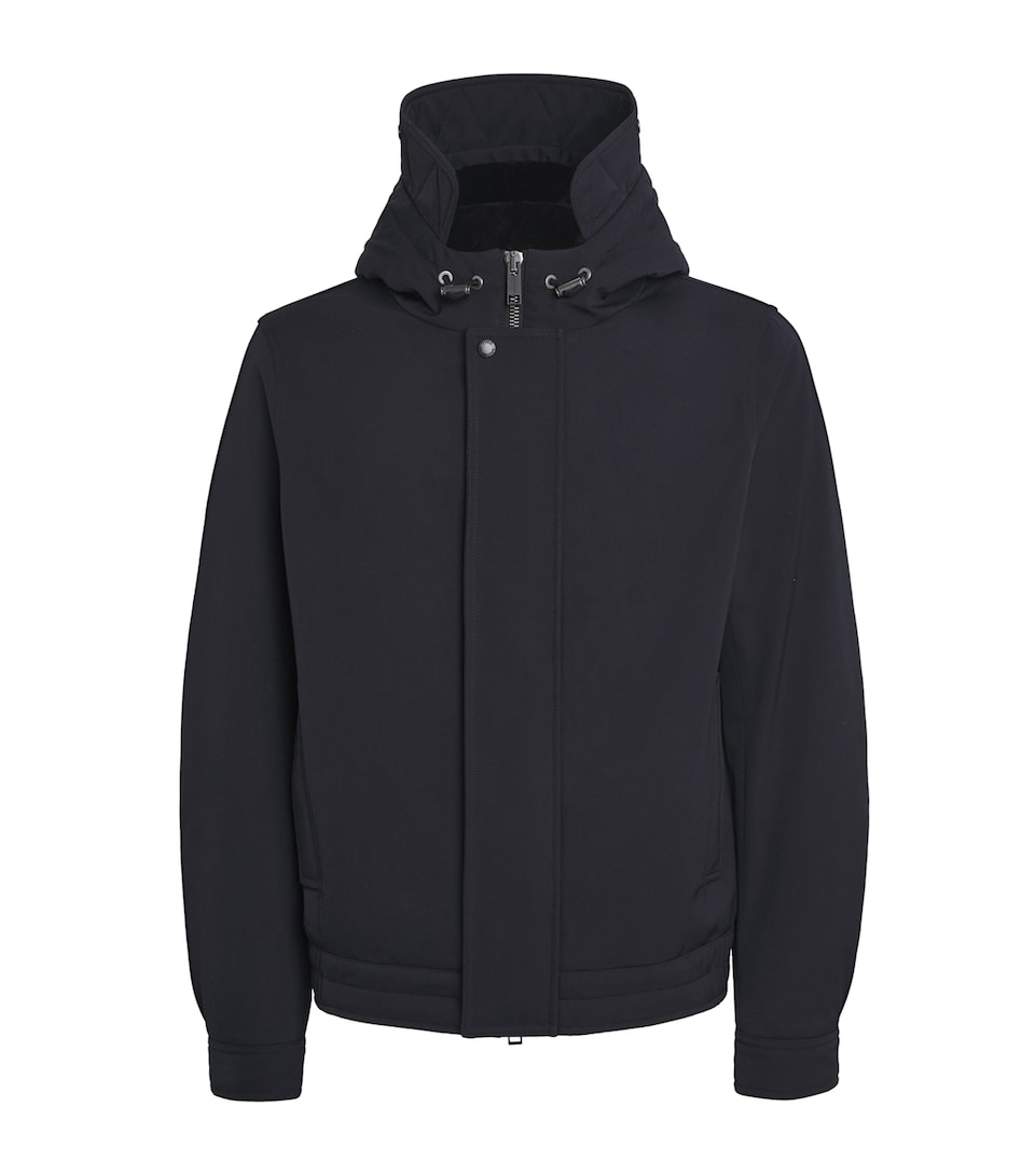 Down Waterproof Shearling-Lined Short Parka
