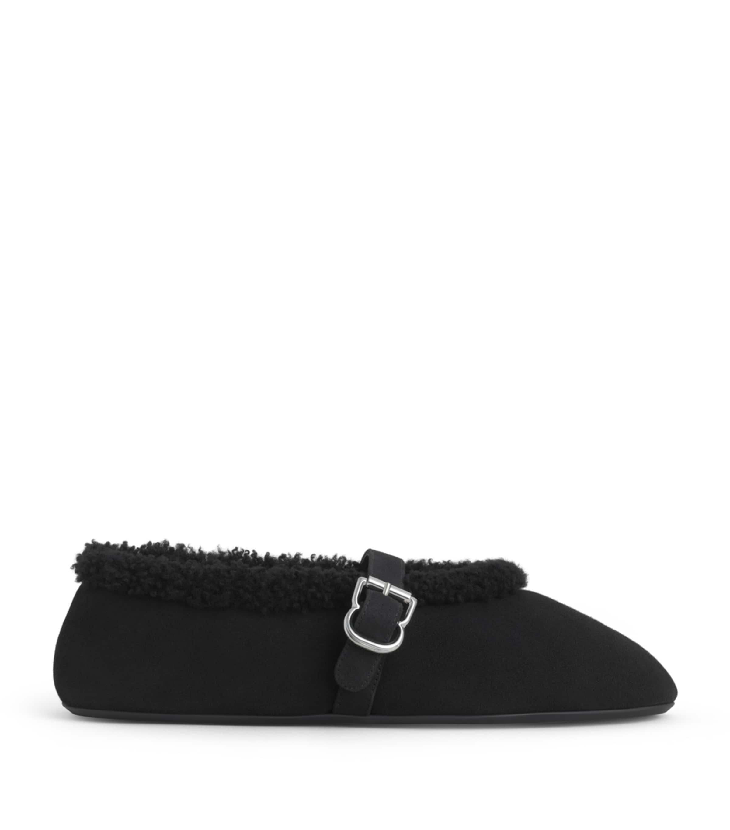 Alaïa Shearling Ballet Flats Black