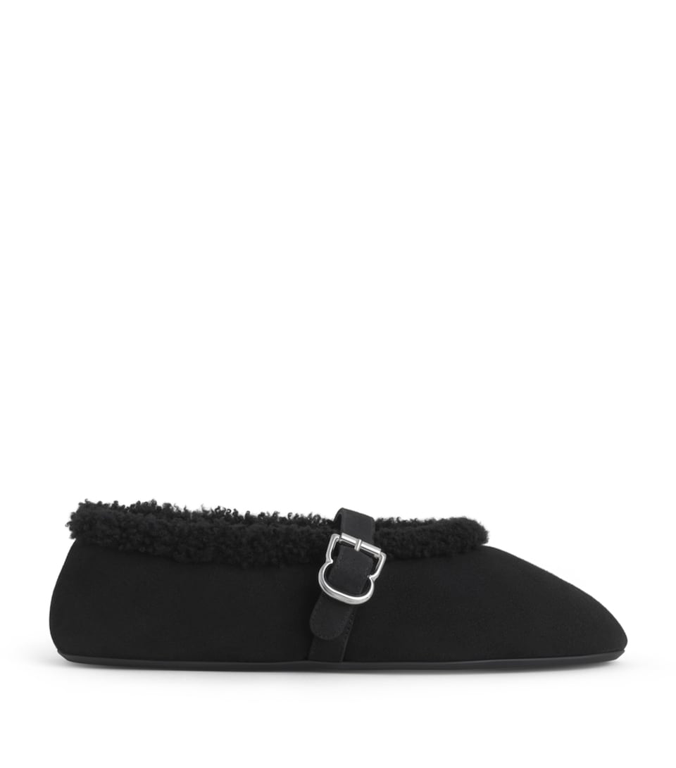 Alaïa Shearling Ballet Flats Black