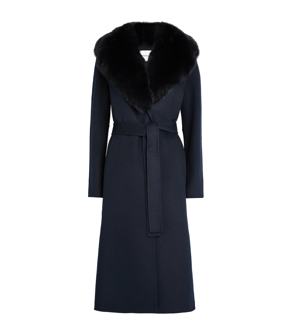 Cashmere-Wool Fox Fur-Trim Coat