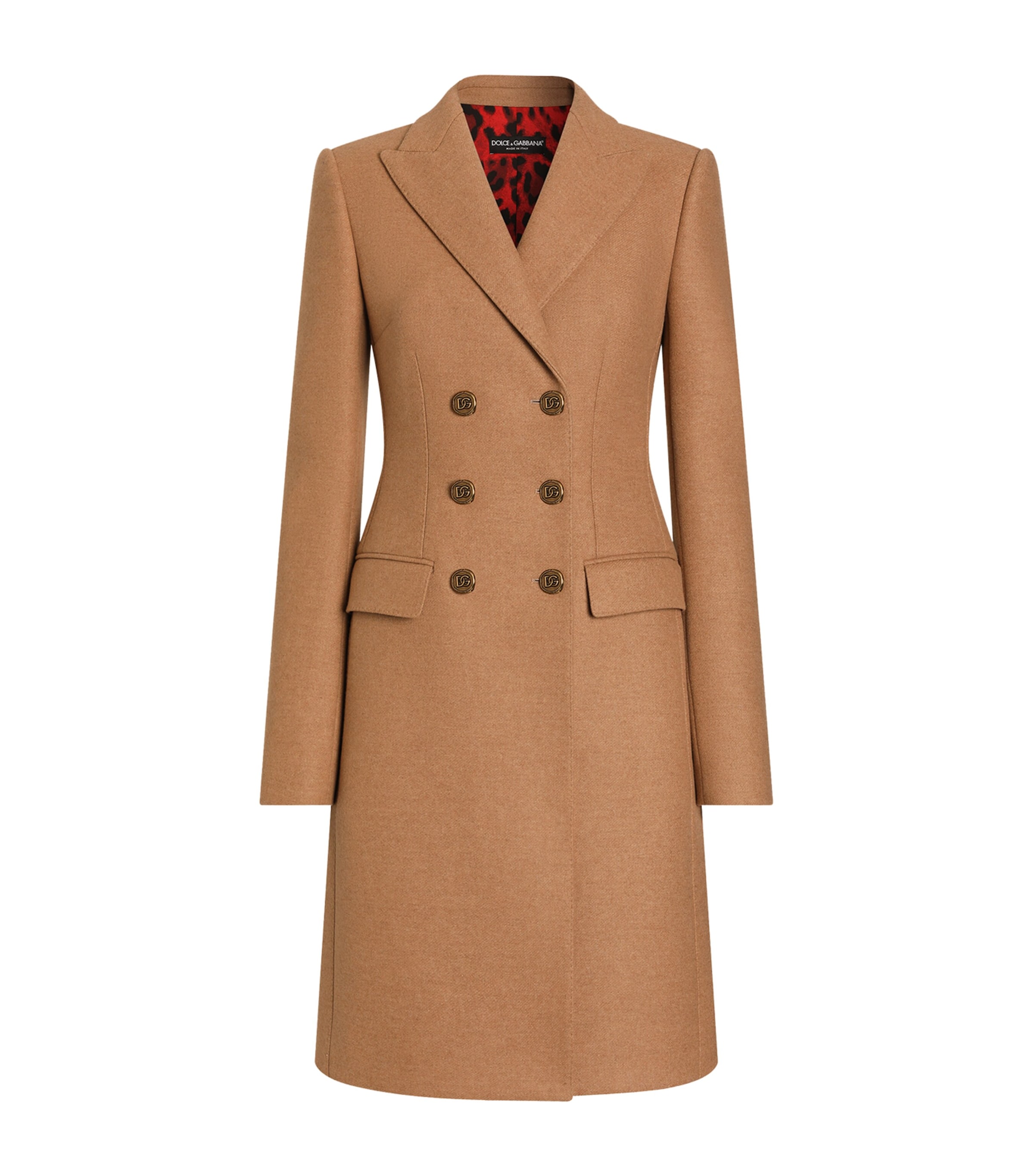 Dolce&Gabbana Womens Wool Double-Breasted Coat Sand