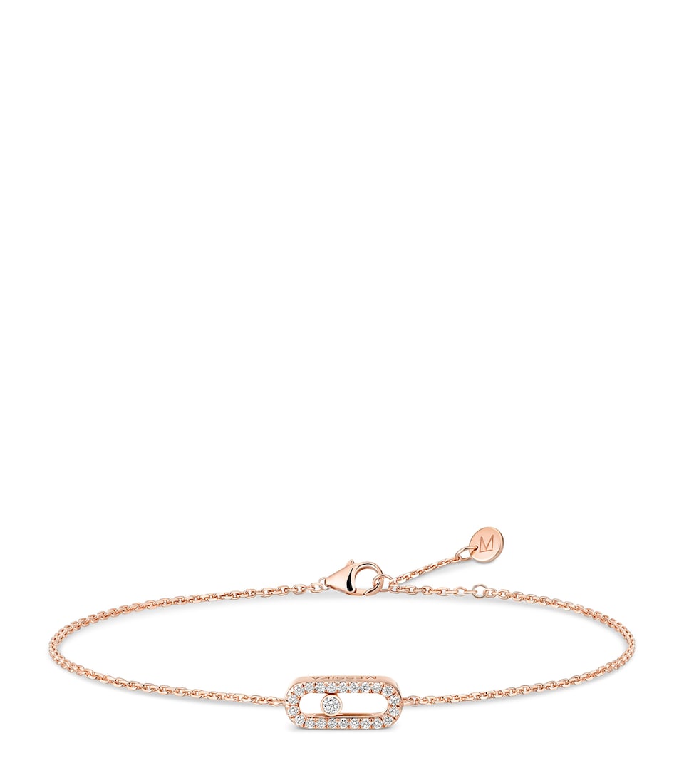 Messika Move Uno Mini Rose Gold and Diamond Chain Bracelet Pink Gold