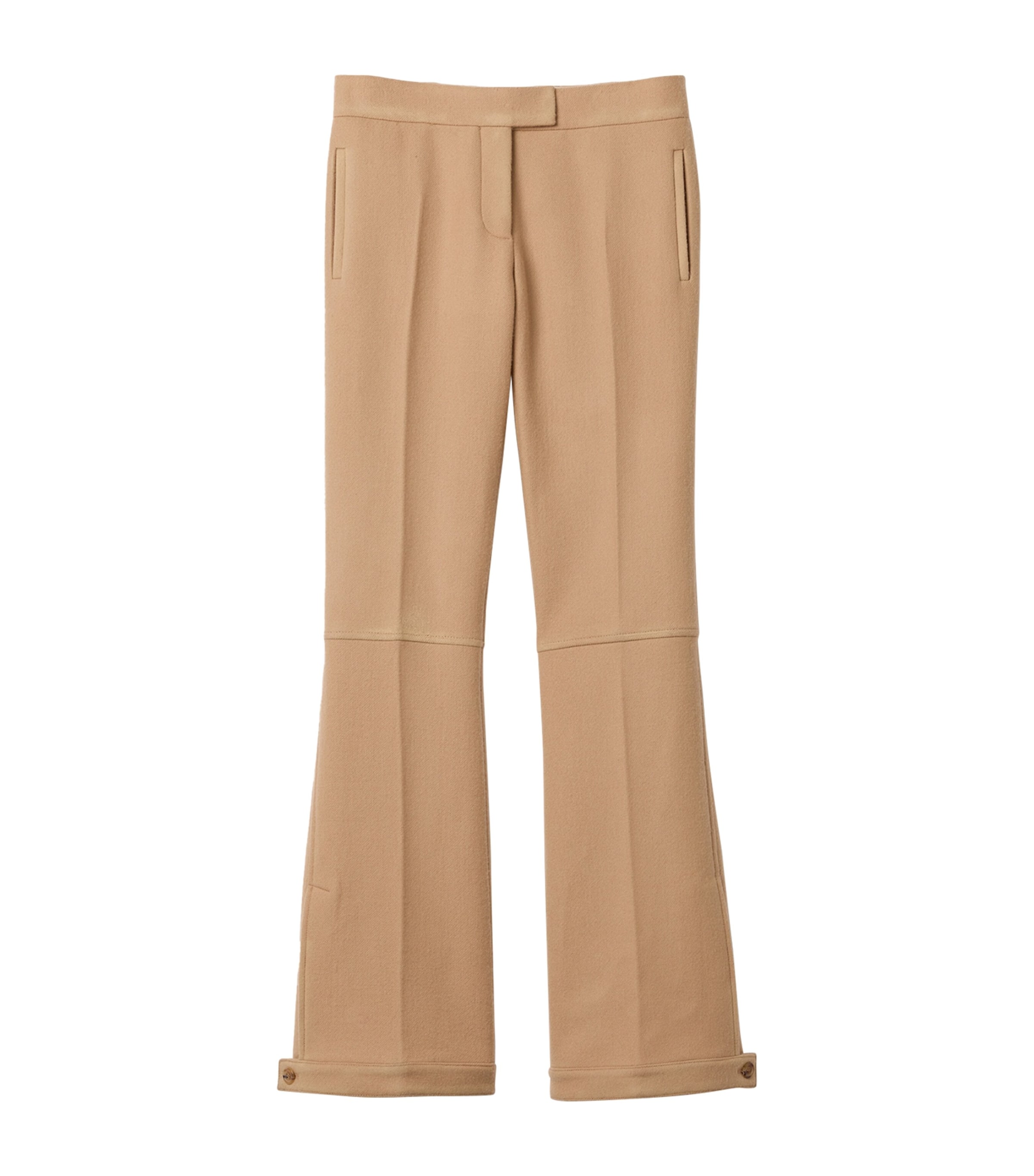Miu Miu Womens Wool Waxed Flare Trousers Brown