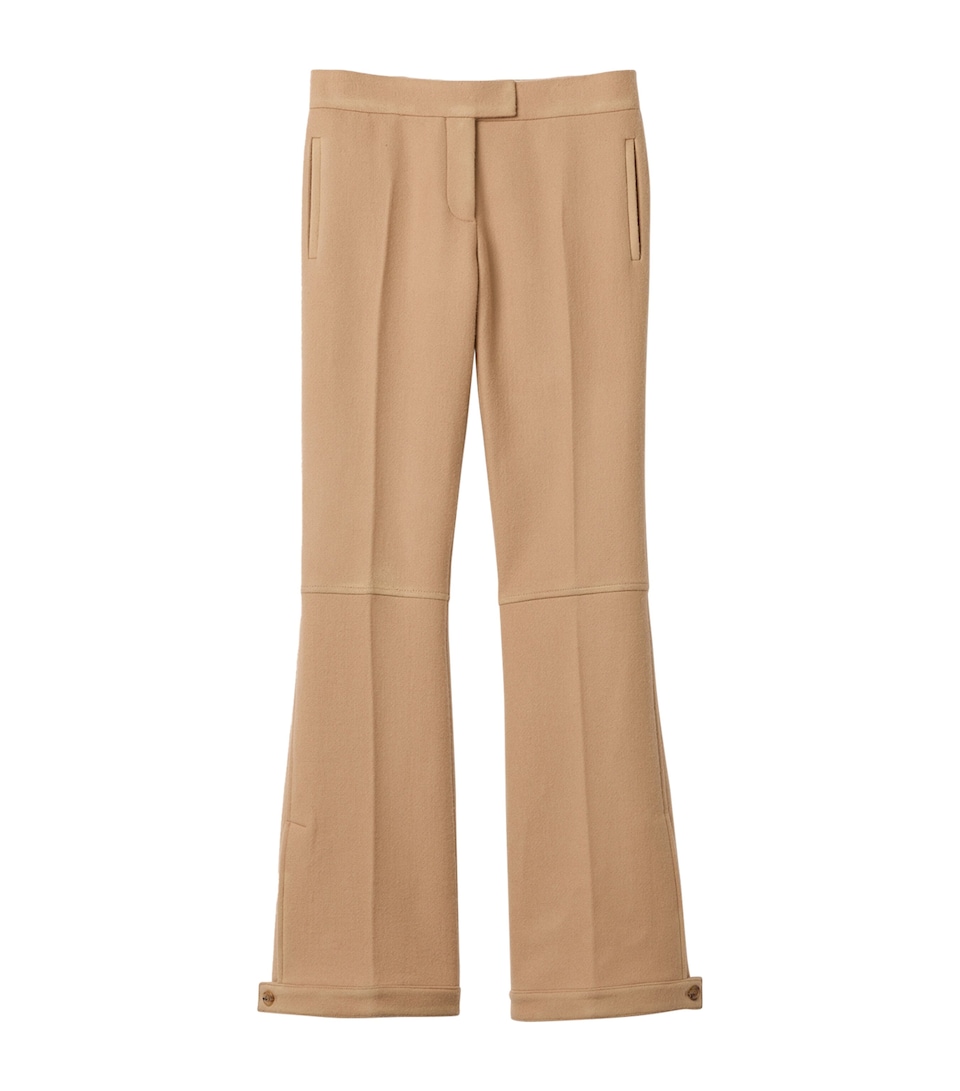Miu Miu Womens Wool Waxed Flare Trousers Brown