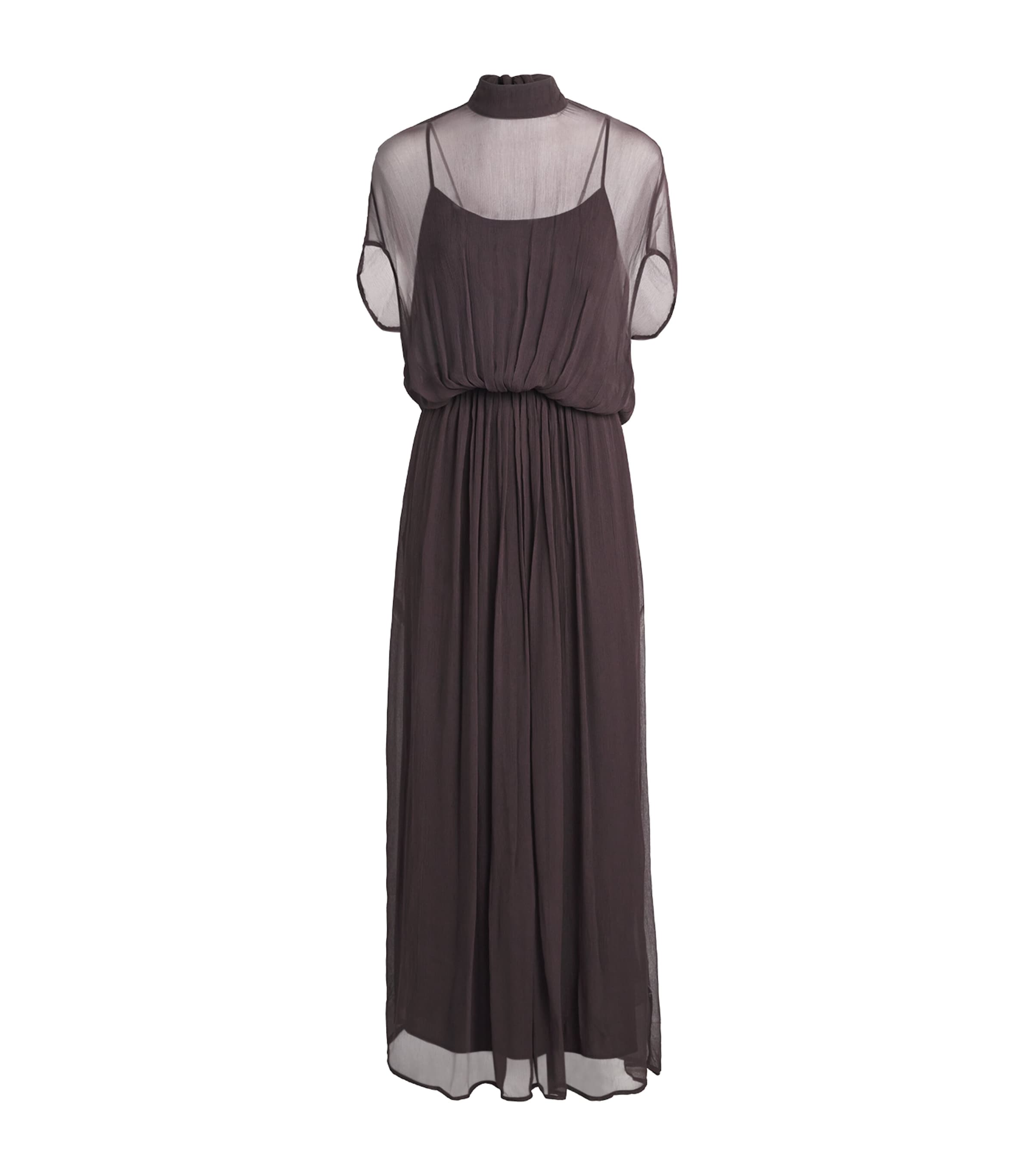 STAUD Womens Chiffon Viviana Maxi Dress Eart Earth