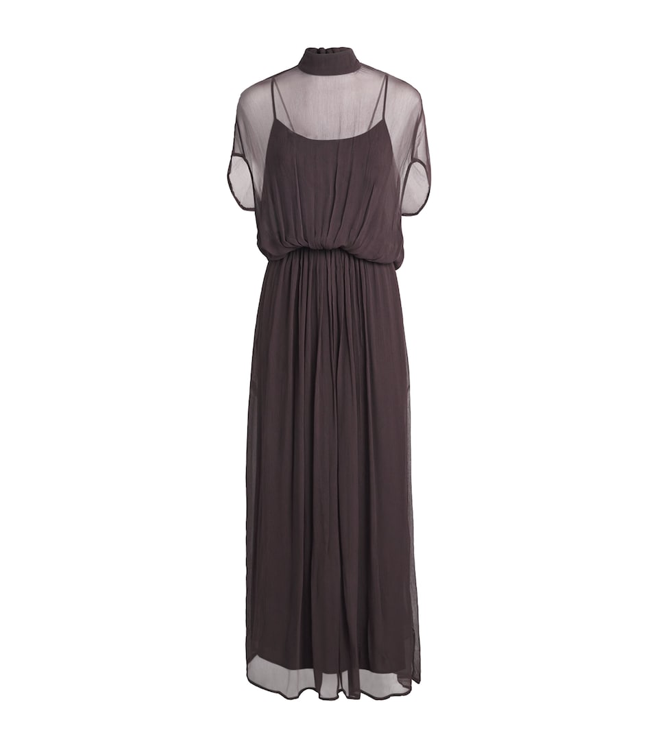 STAUD Womens Chiffon Viviana Maxi Dress Eart Earth