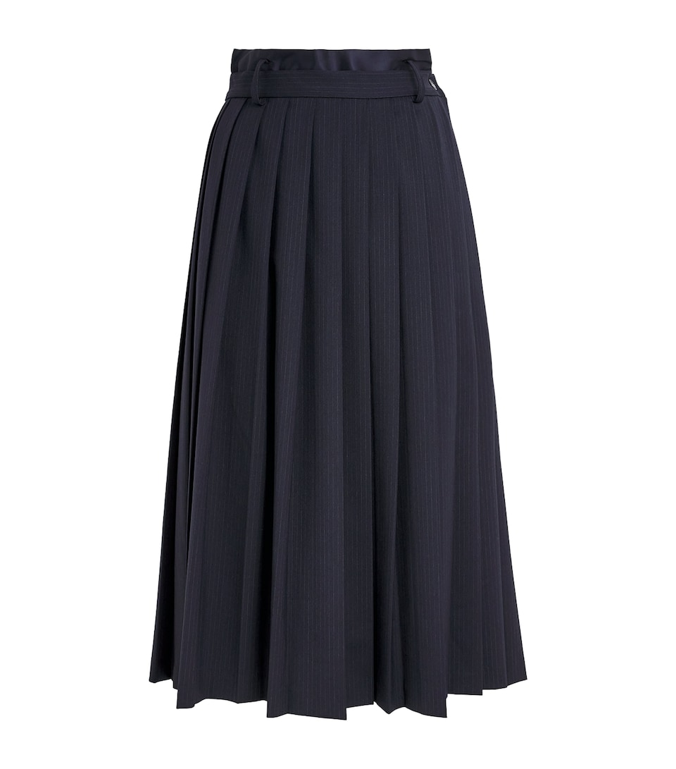 Wool-Blend Pleated Midi Skirt