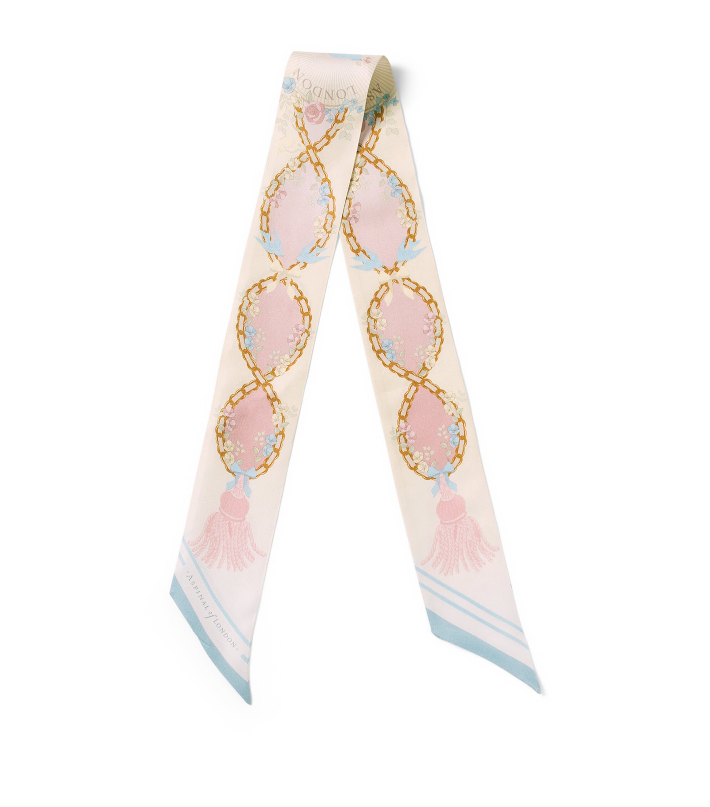 Aspinal Of London Silk Signature Skinny Scarf Rose