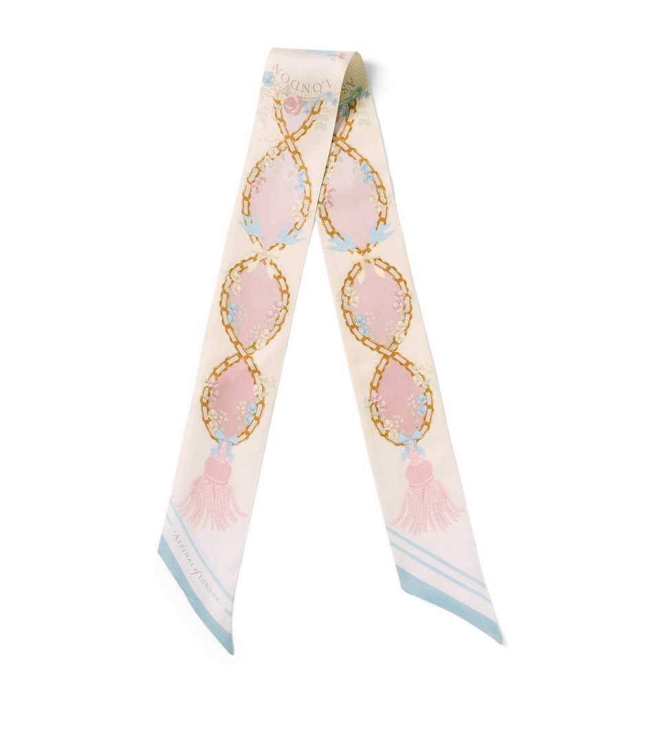 Aspinal Of London Silk Signature Skinny Scarf Rose