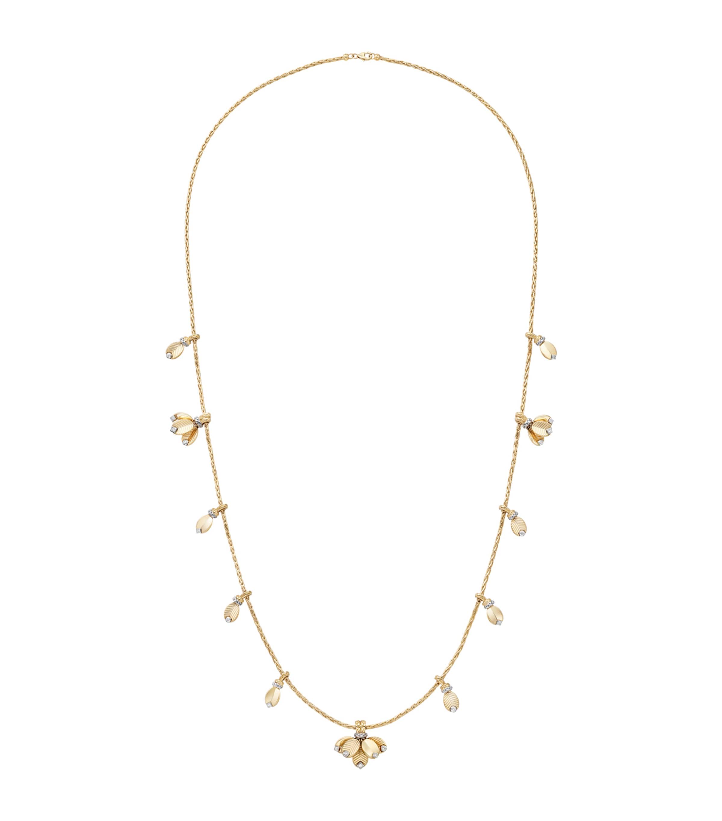 Yellow Gold and Diamond Grain de Café Necklace