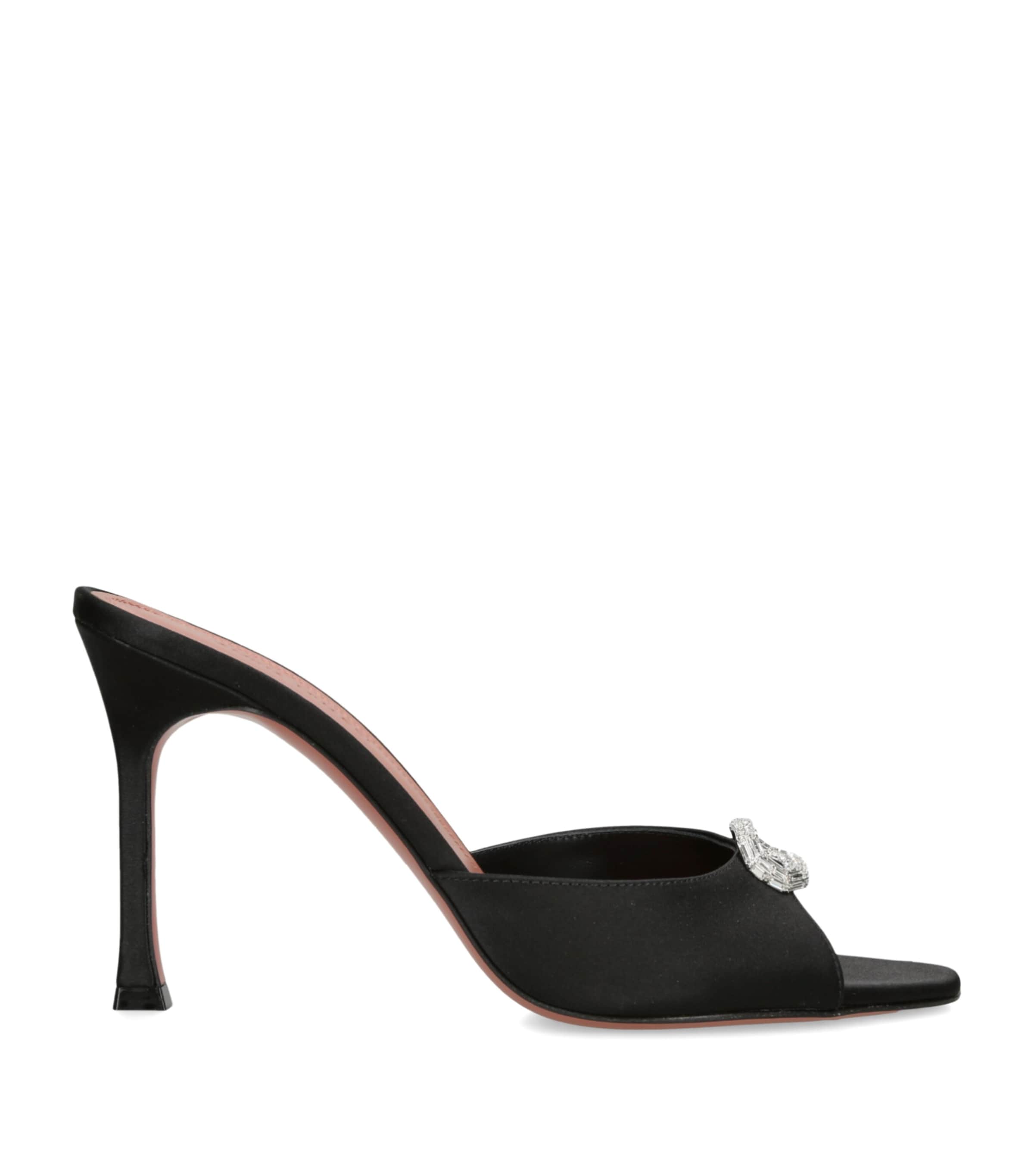 Amina Muaddi Satin Mini Camelia Heeled Mules 95 Blk/other