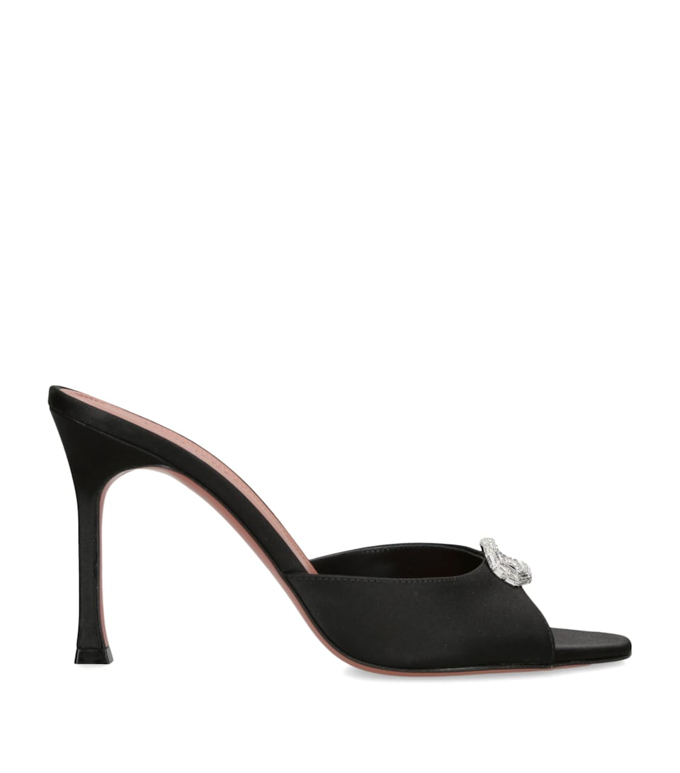 Amina Muaddi Satin Mini Camelia Heeled Mules 95 Blk/other