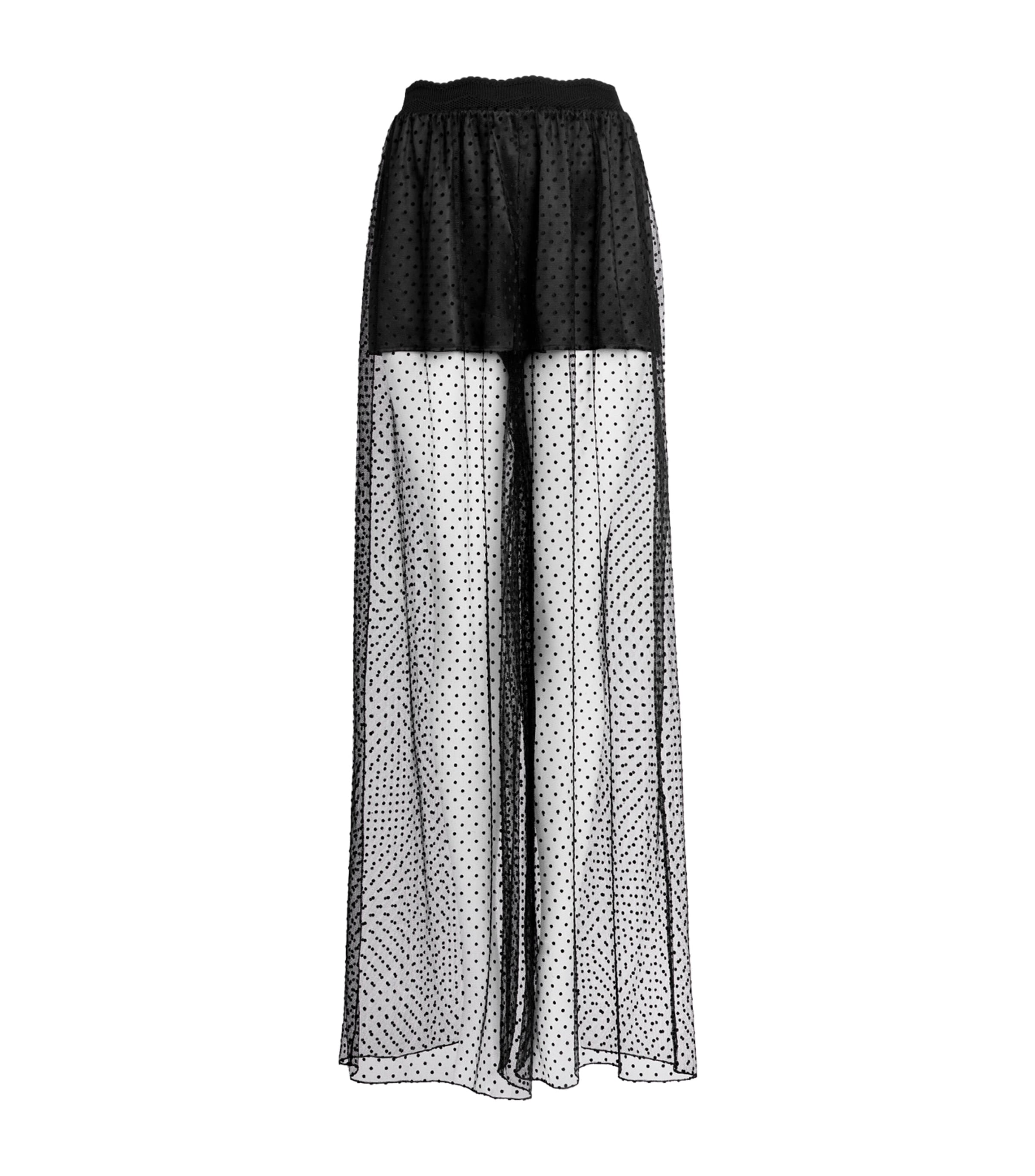 Alaïa Womens Mesh Wide-Leg Trousers Noir Alaia