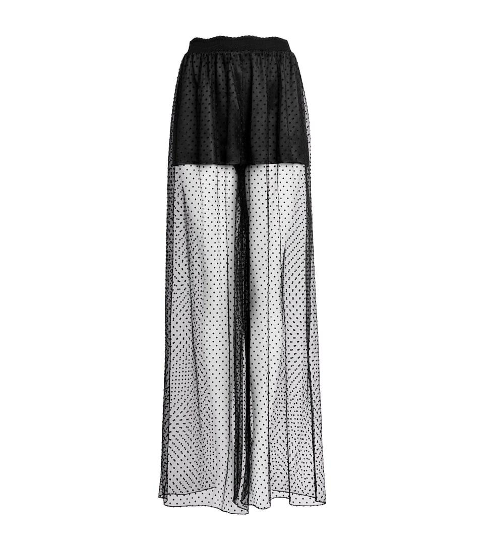 Alaïa Womens Mesh Wide-Leg Trousers Noir Alaia