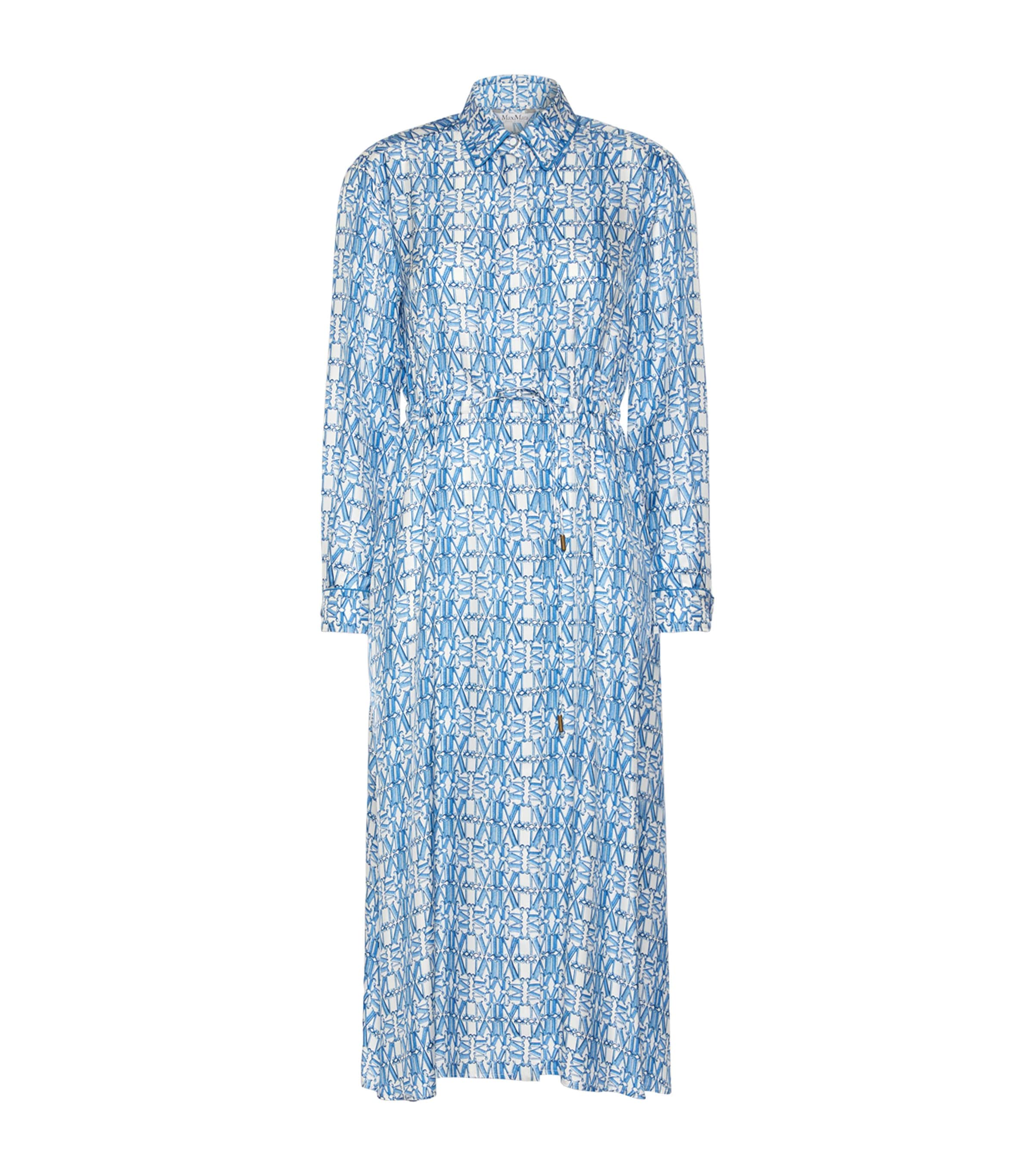 Max Mara Womens Silk Midi Shirt Dress Ocean