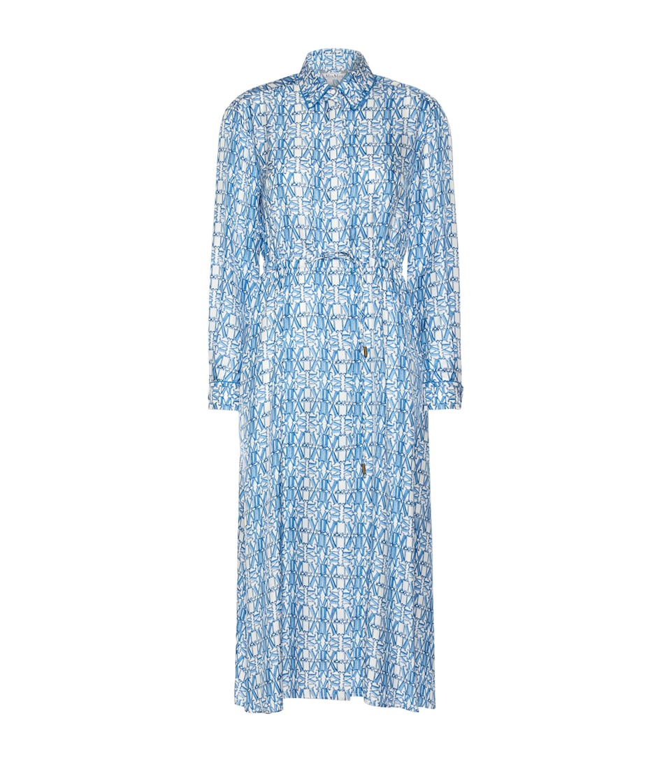 Max Mara Womens Silk Midi Shirt Dress Ocean
