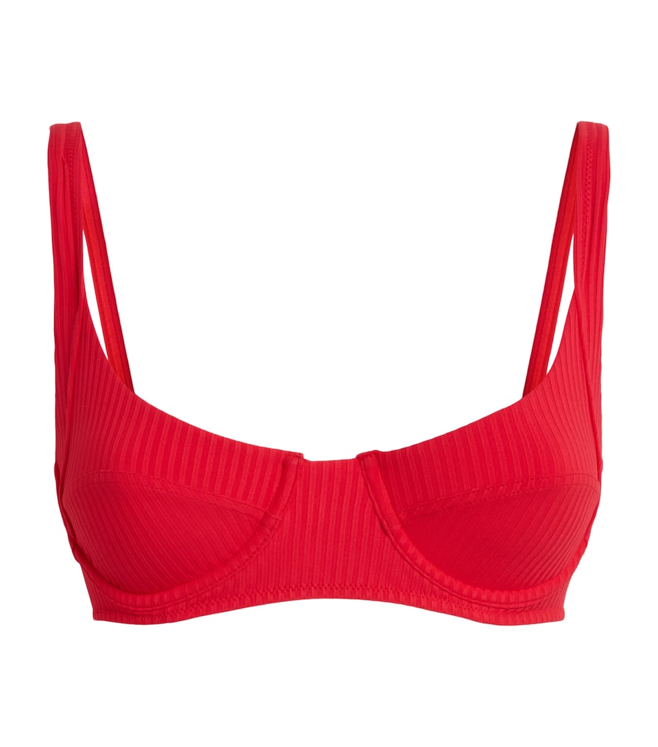 Melissa Odabash Womens Noto Bikini Top Red Ribbed