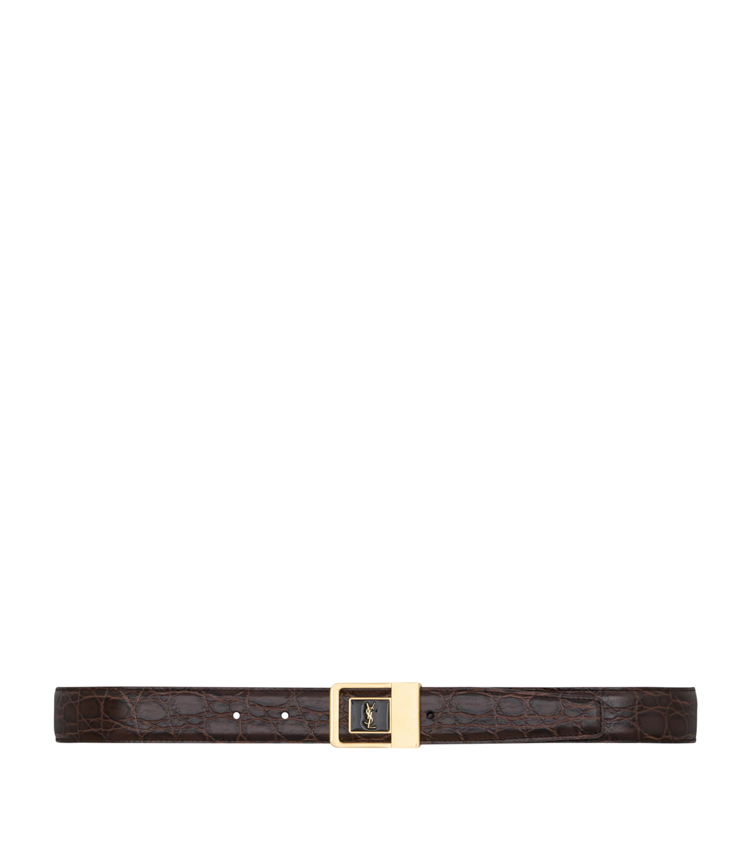 Saint Laurent Croc-Embossed Leather LA 66 Belt