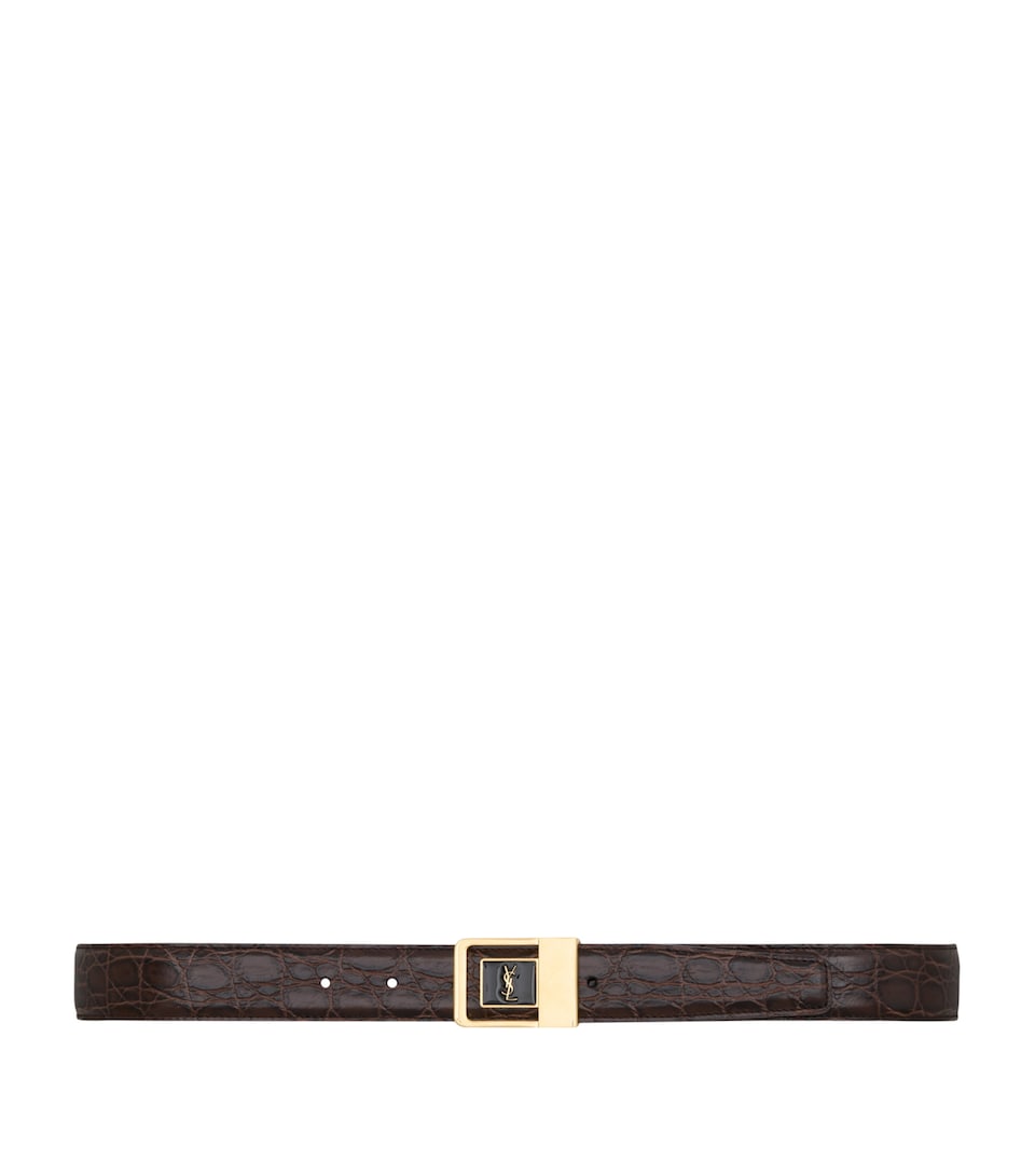 Saint Laurent Croc-Embossed Leather LA 66 Belt