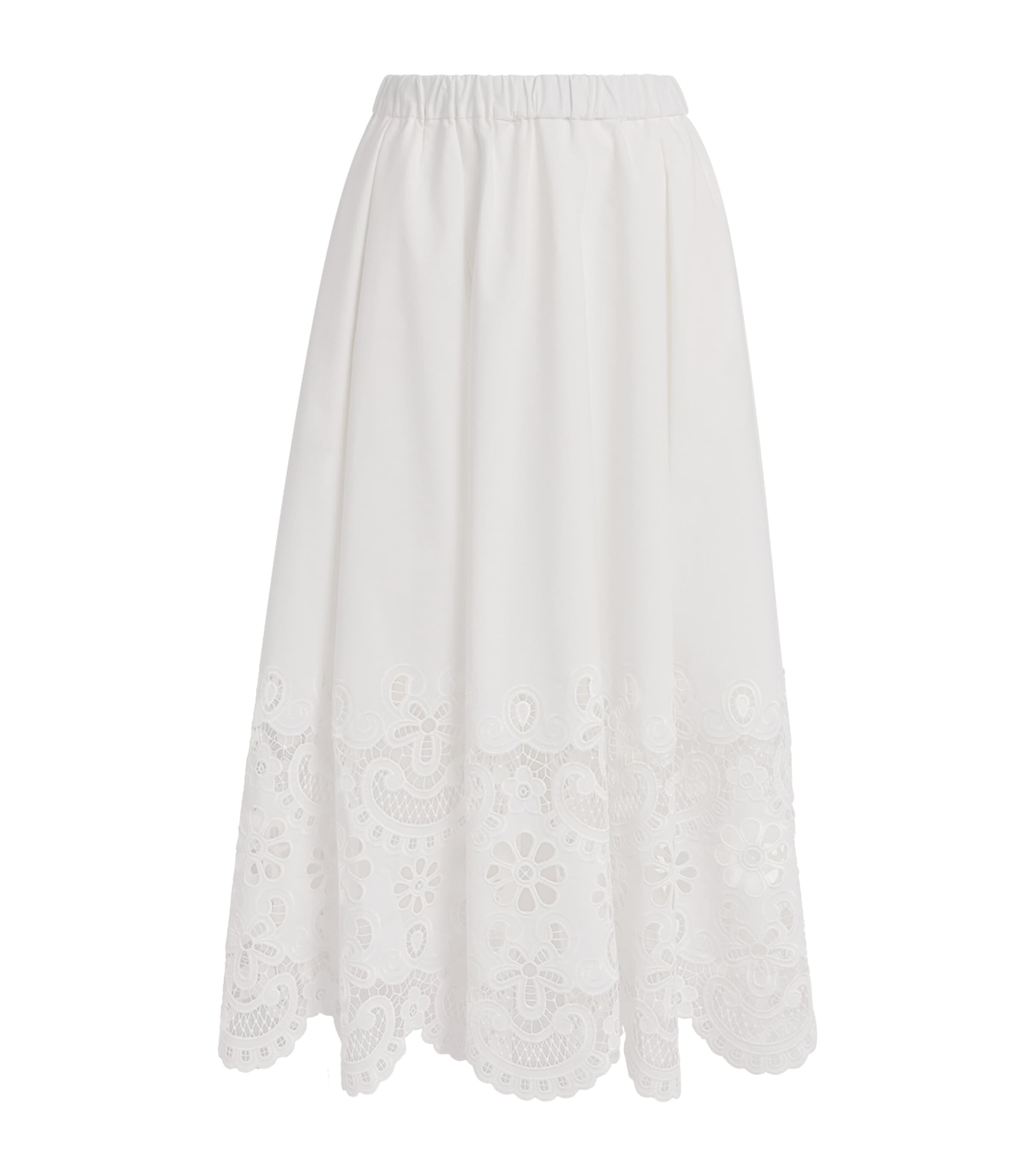 Stylein Womens Embroidered Jorah Midi Skirt White