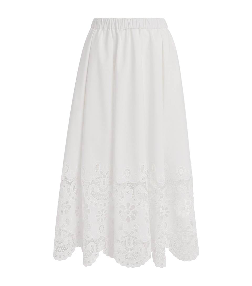 Stylein Womens Embroidered Jorah Midi Skirt White
