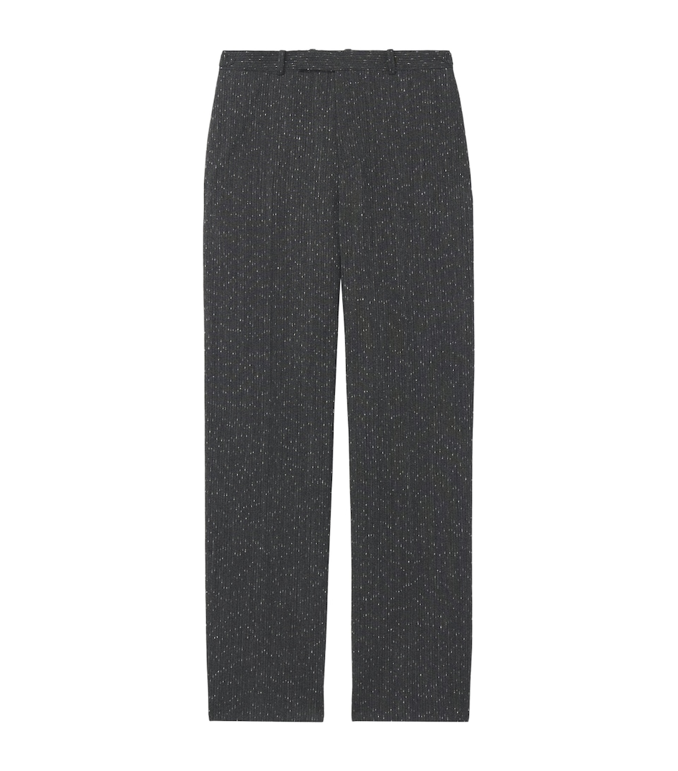 McQueen Mens Wool Metallic-Pinstripe Trousers
