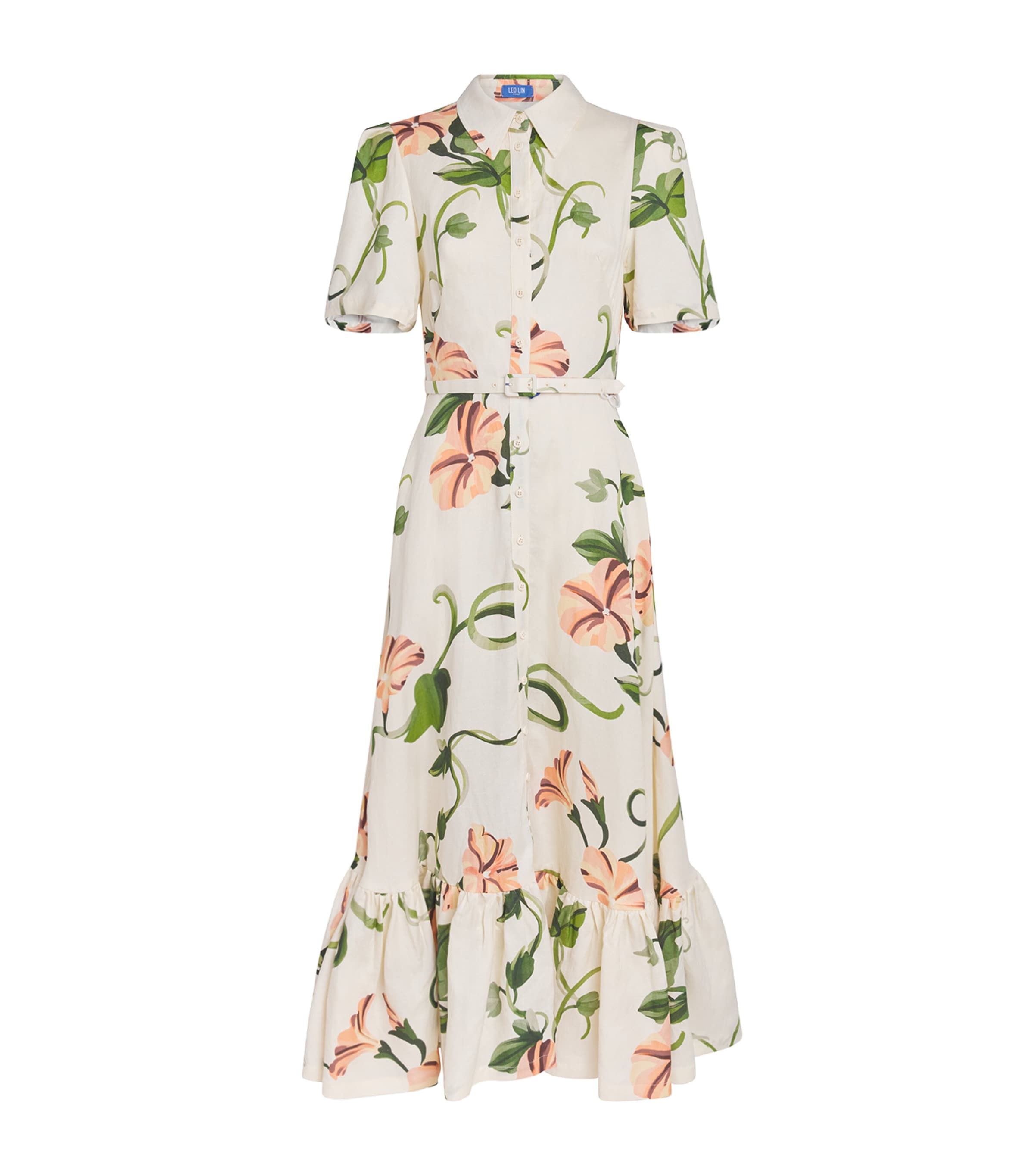 LEO LIN Womens Floral Becca Midi Dress Vine Print In Snow