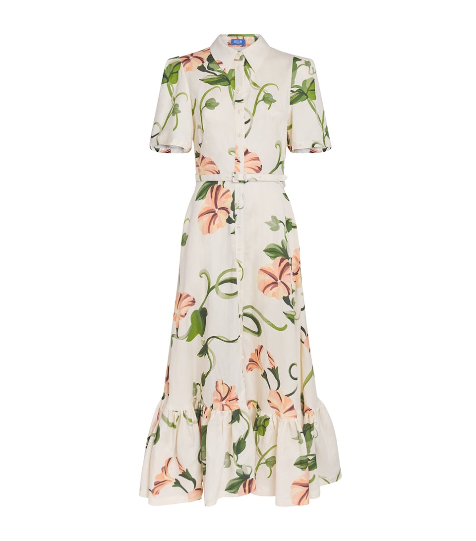 LEO LIN Womens Floral Becca Midi Dress Vine Print In Snow