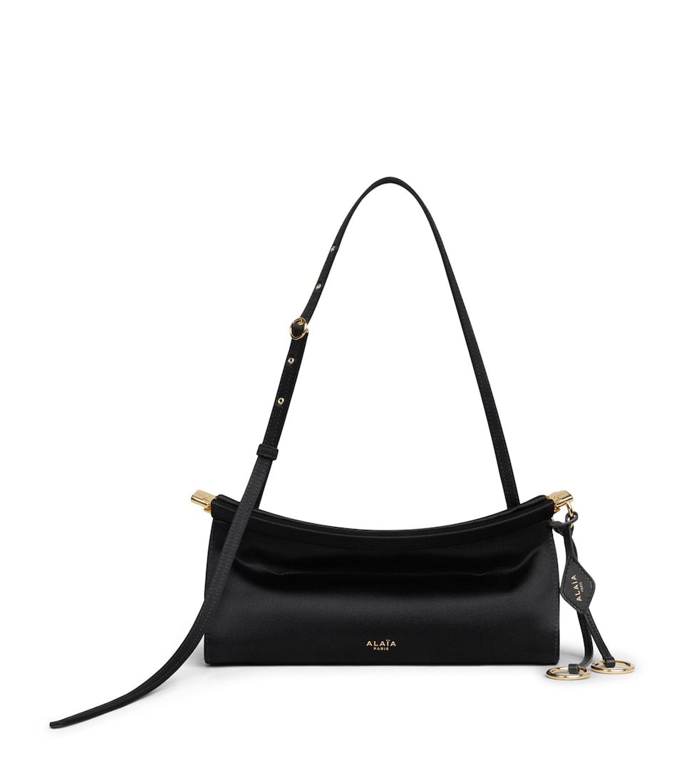 Alaïa Small Satin Le Click East West Shoulder Bag Noir