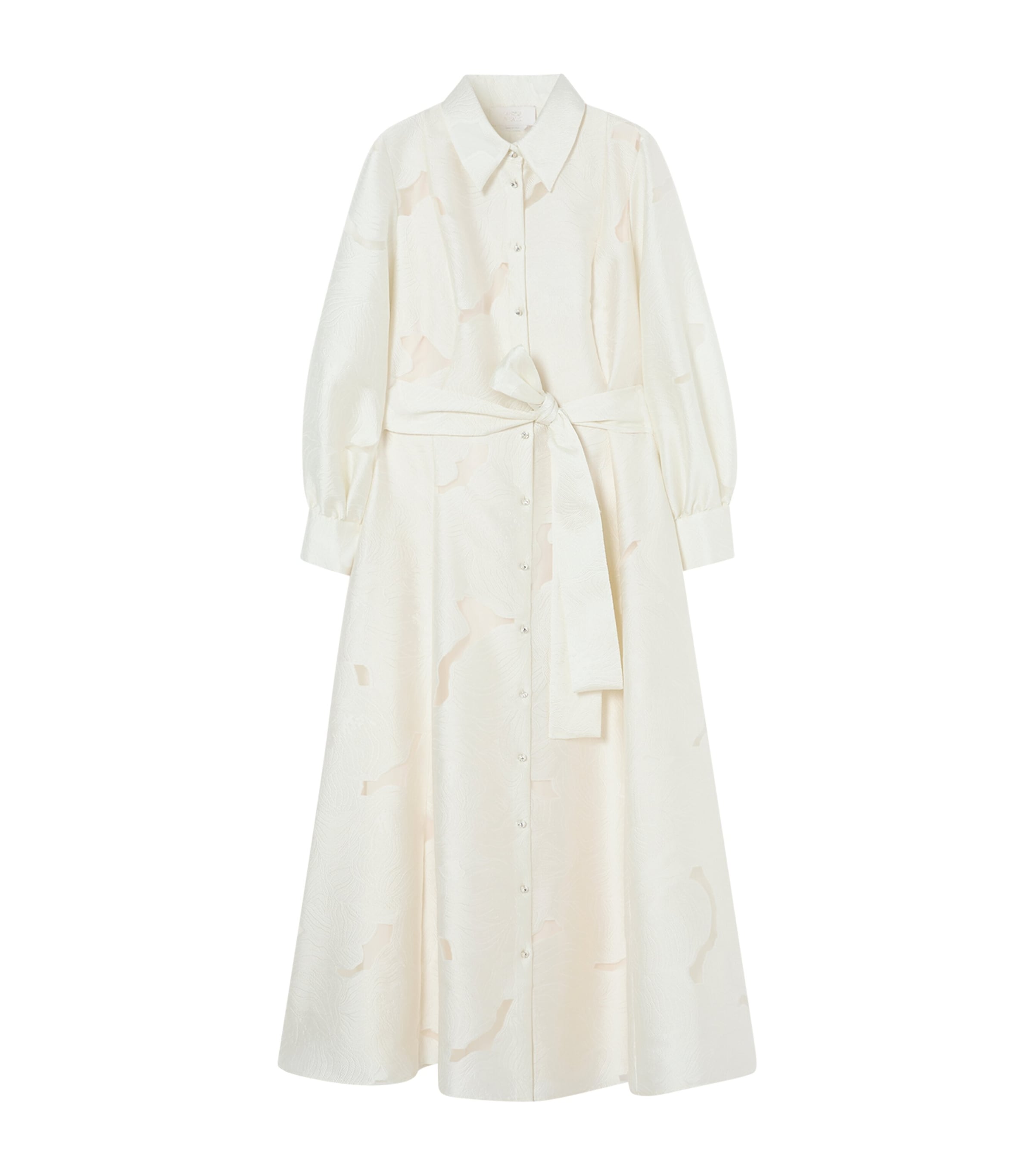Marina Rinaldi Womens Floral Jacquard Midi Shirt Dress Ivory