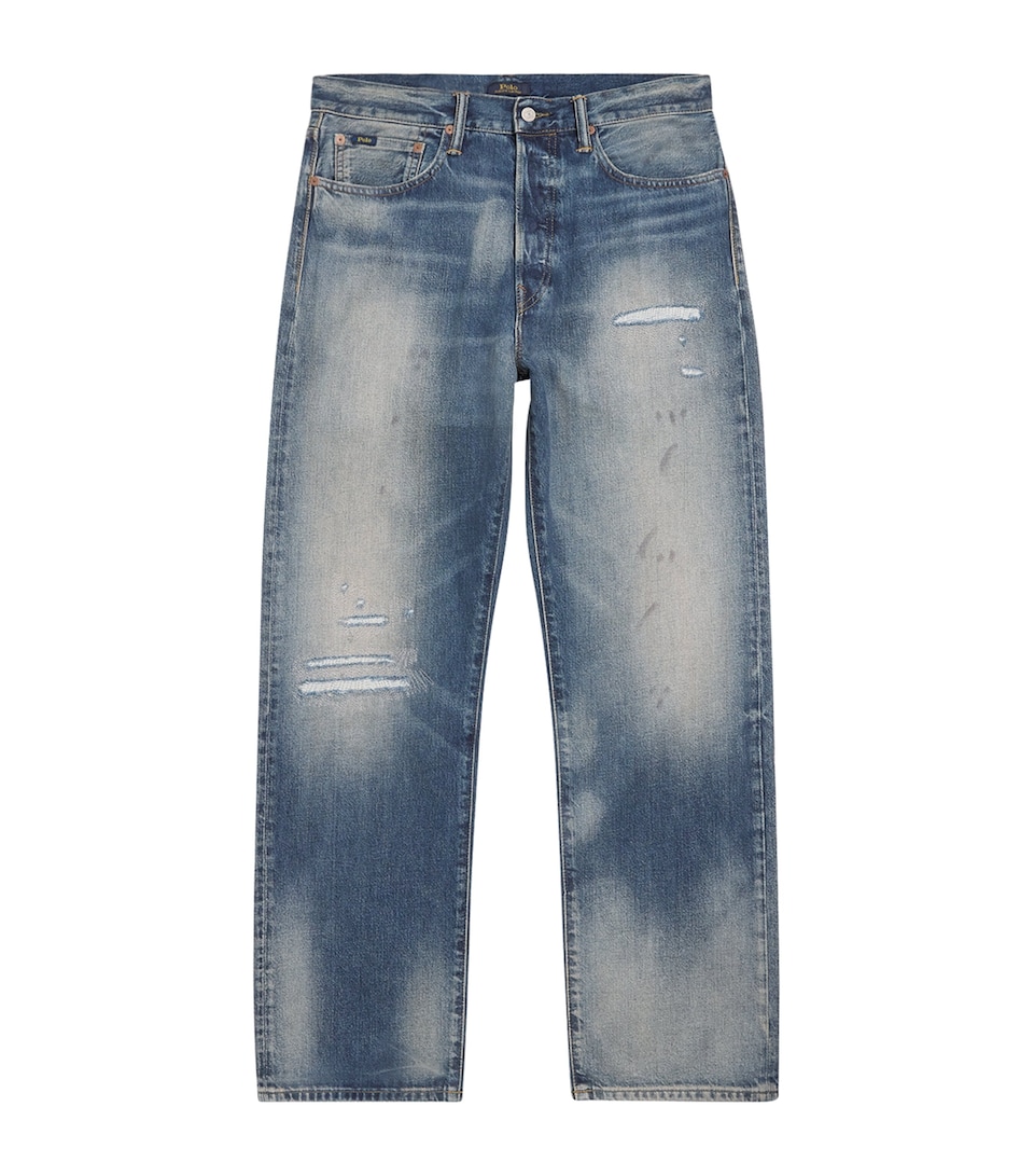 Polo Ralph Lauren Mens Heritage Straight Distressed Jeans Blue