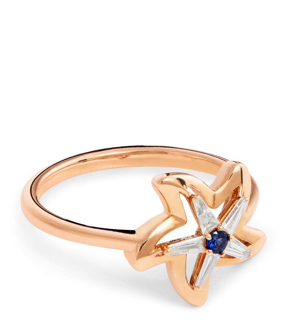 Rose Gold, Diamond and Sapphire Starfish Ring