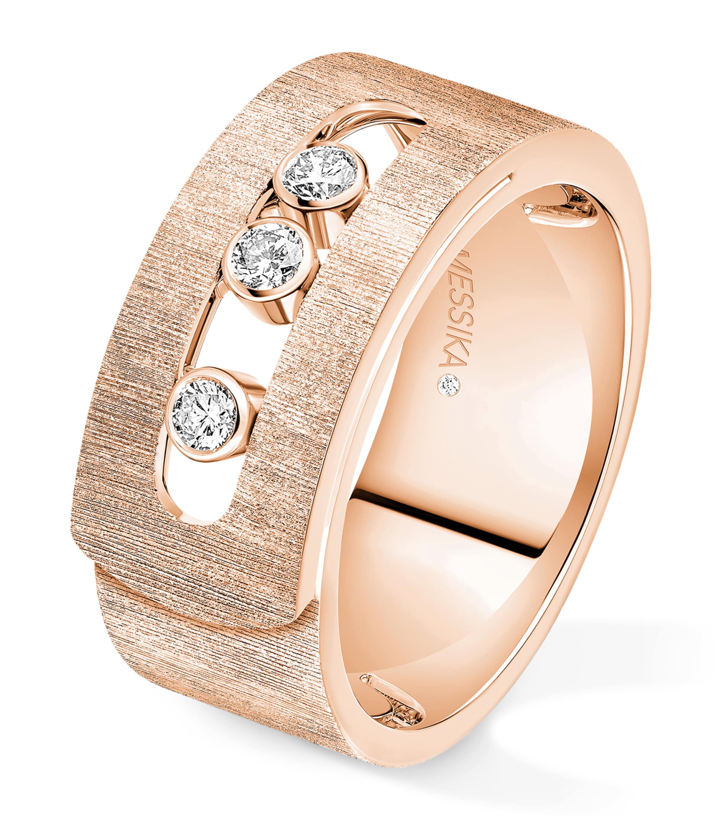Messika Move Noa Pink Gold and Diamond Chiselled Ring White Gold