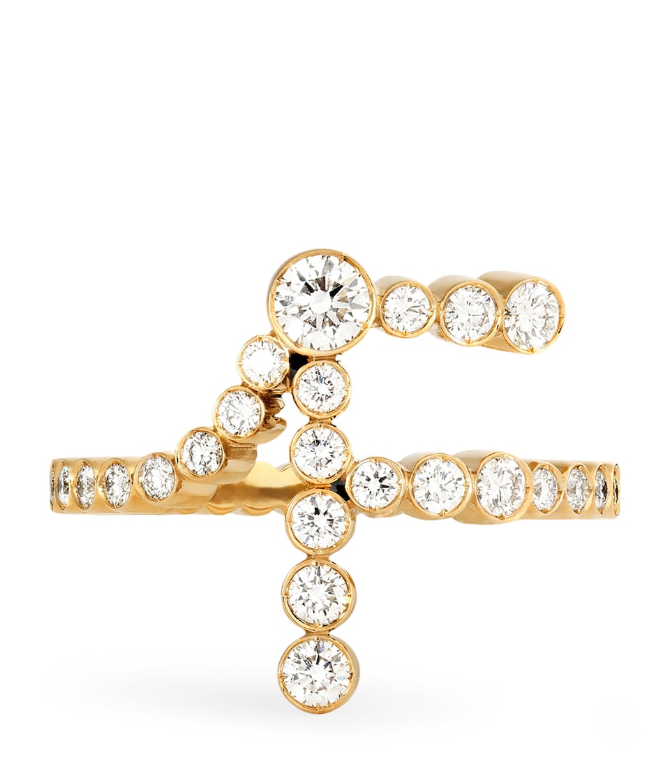 Sophie Bille Brahe Yellow Gold and Diamond Ensemble ‘F’ Ring Yellow Gold
