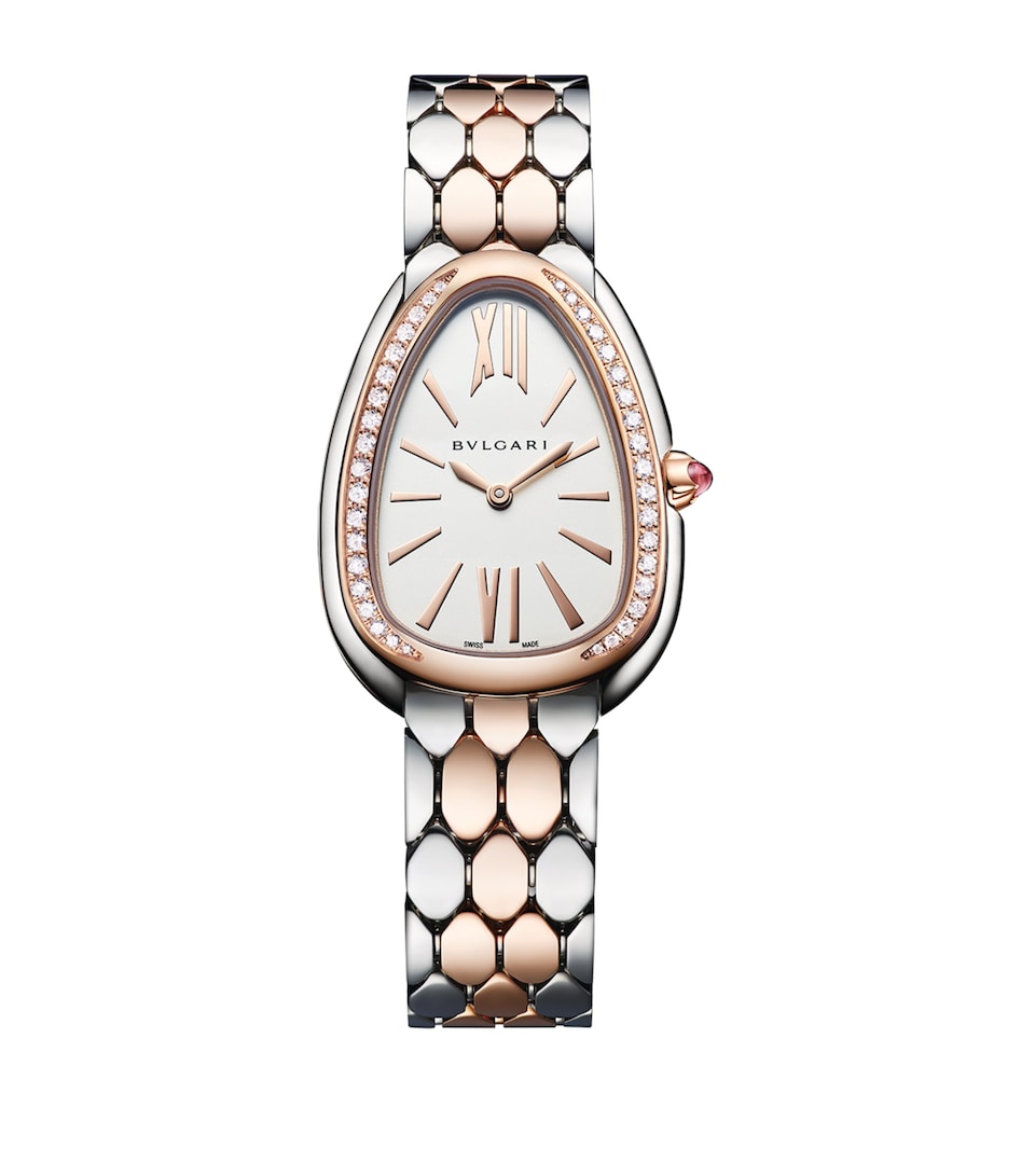 Rose Gold, Stainless Steel and Diamond Serpenti Seduttori Watch 33mm