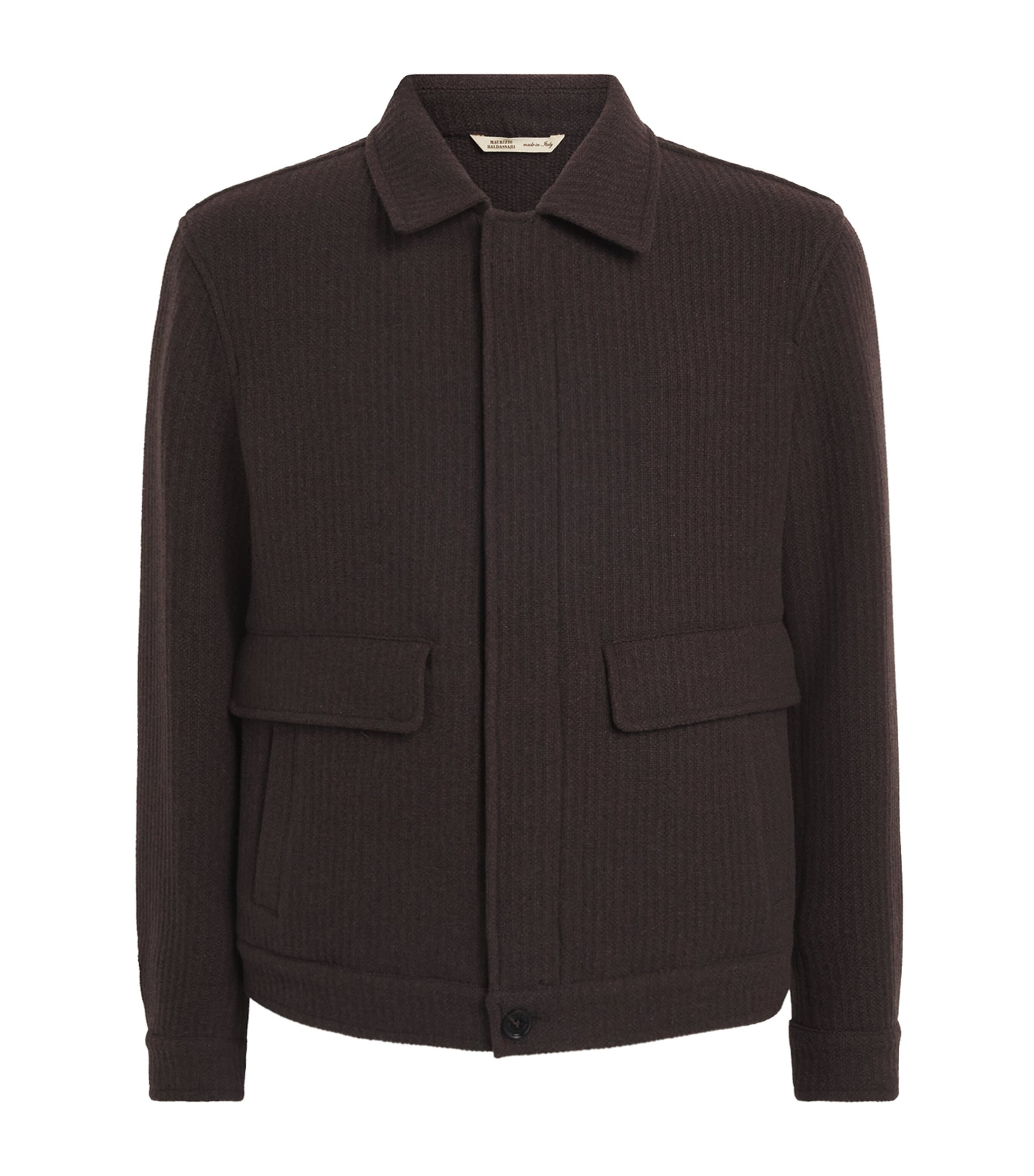Maurizio Baldassari Mens Cashmere Ribbed Overshirt Turkish Coffee