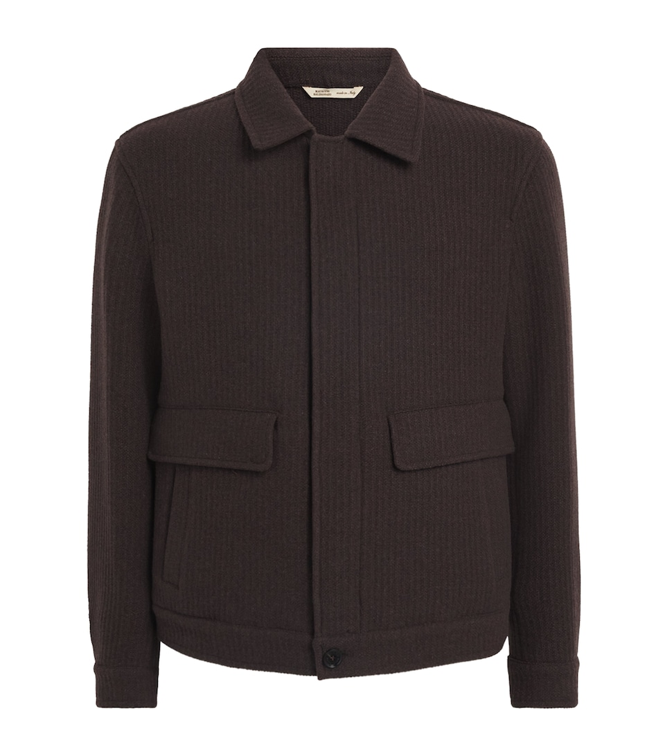 Maurizio Baldassari Mens Cashmere Ribbed Overshirt Turkish Coffee