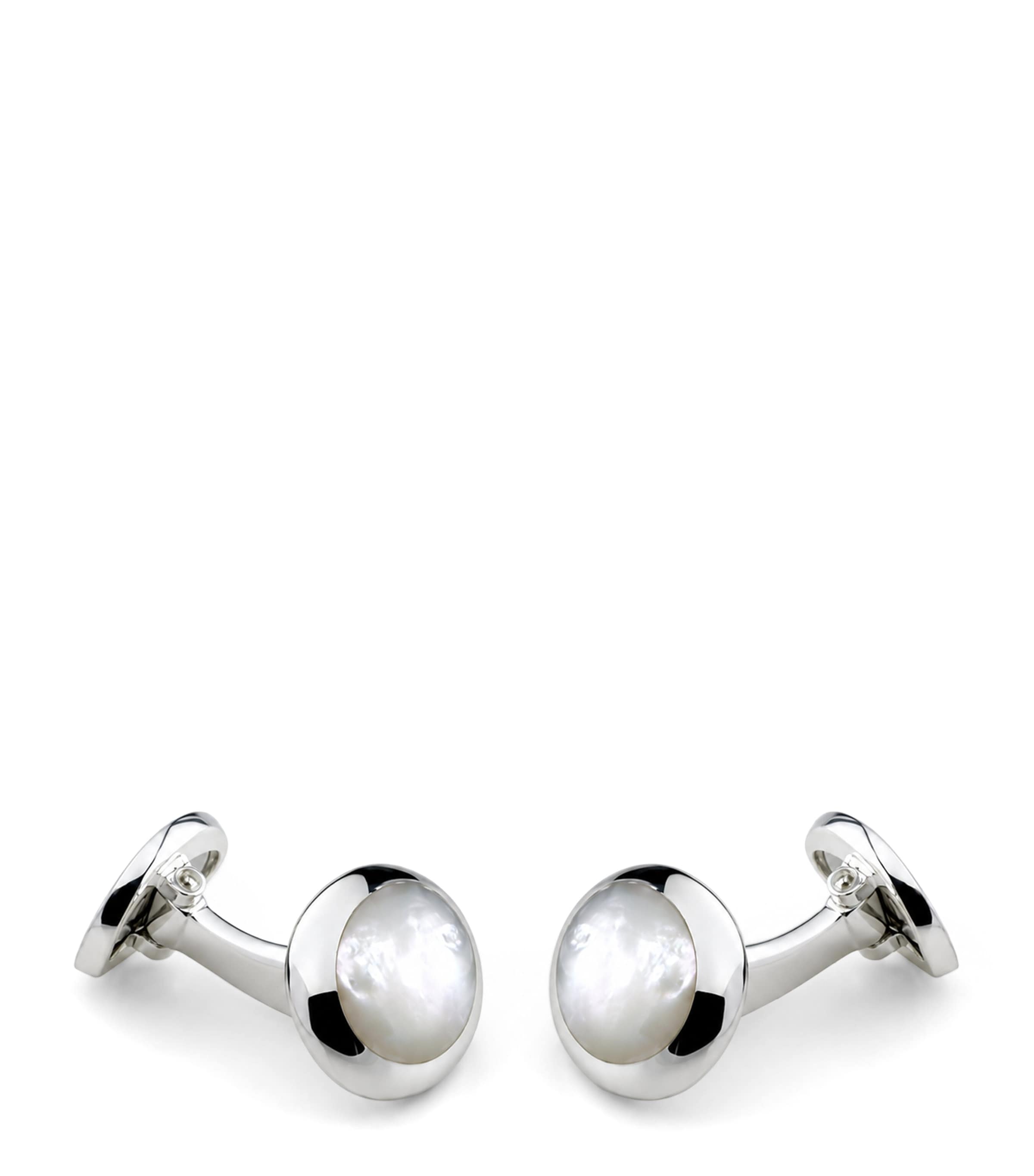 Deakin & Francis Sterling Silver and Mother-Of-Pearl Oval Cufflinks Silver