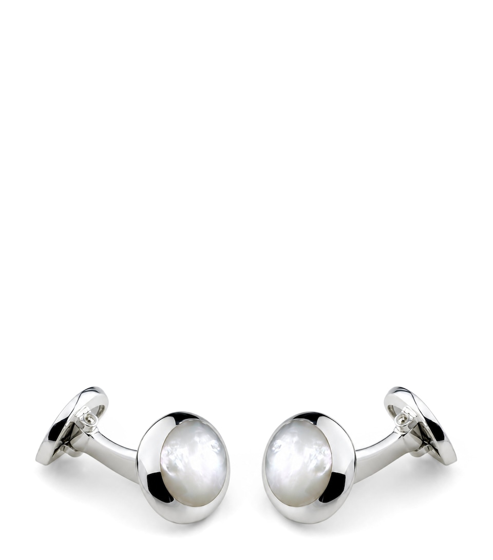 Deakin & Francis Sterling Silver and Mother-Of-Pearl Oval Cufflinks Silver