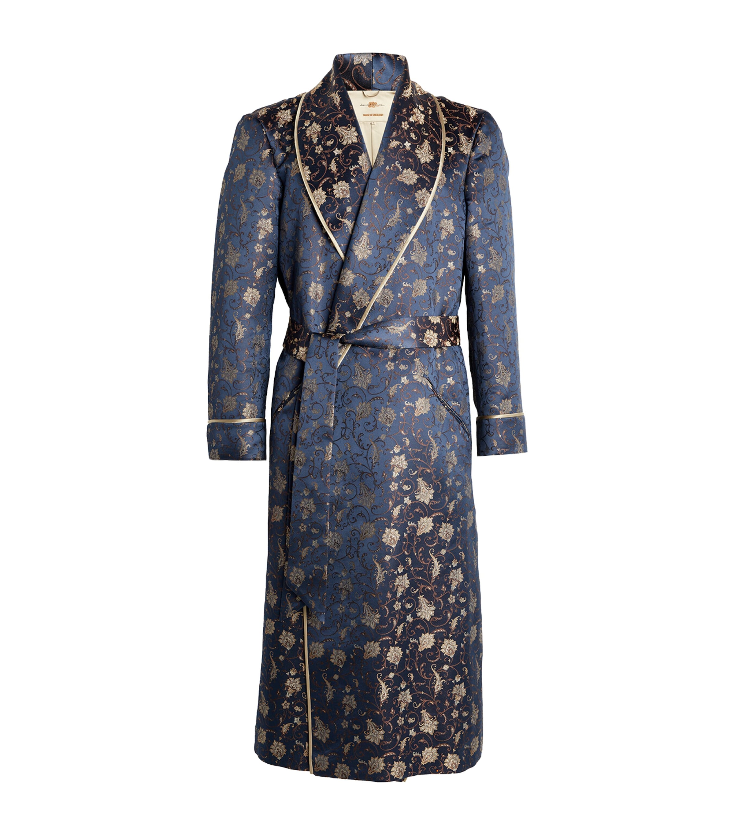 Daniel Hanson Mens Silk Paisley-Jacquard Robe Gold Black