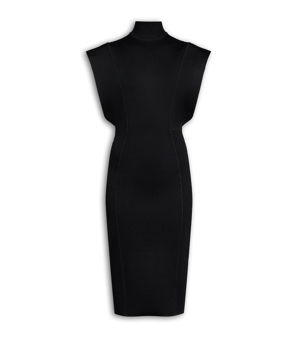 Alaïa Womens Midi Pencil Dress Noir Alaia