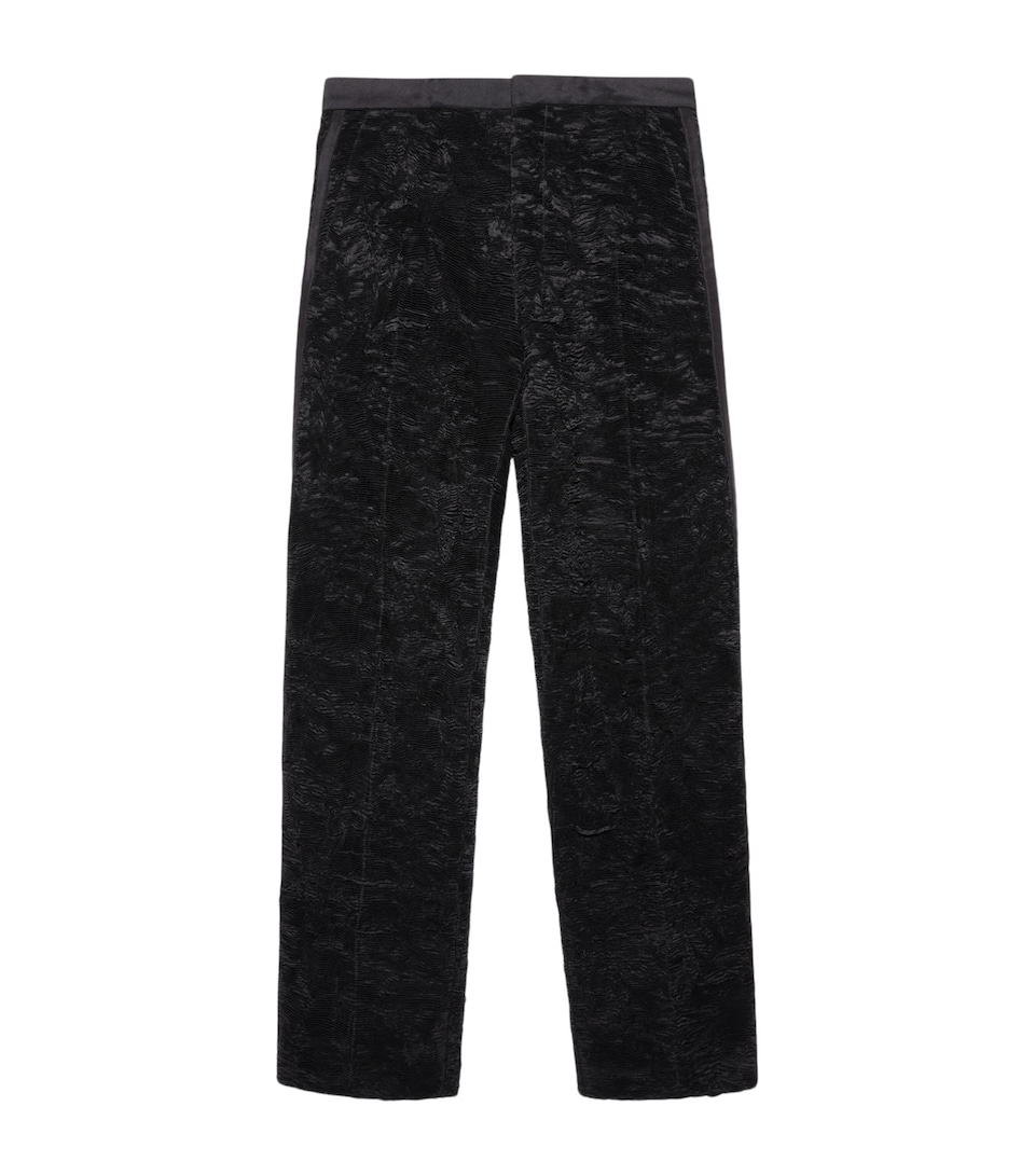 TOM FORD Mens Silk Plissé Straight Trousers Naa