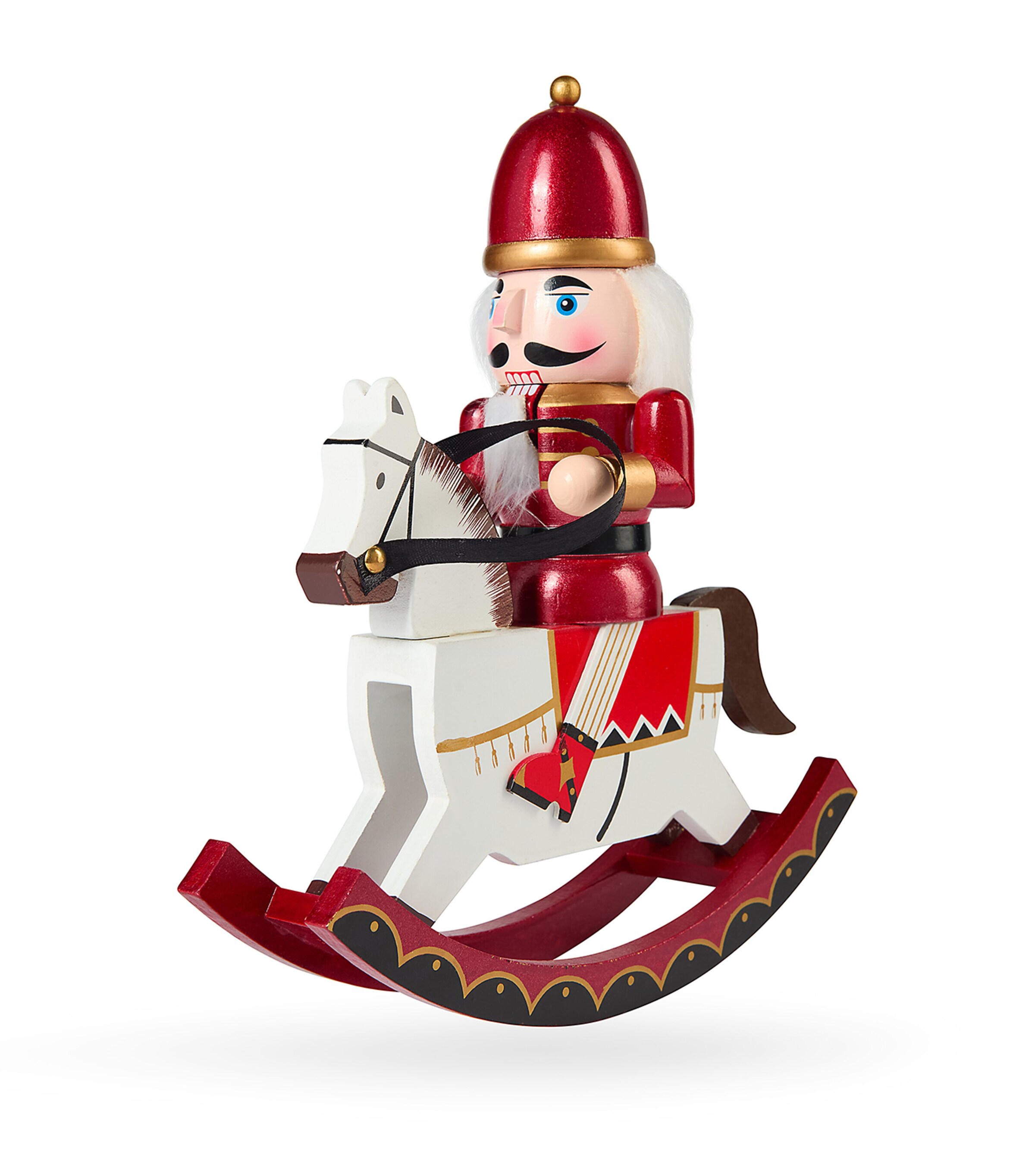 Wood Jewel-Detail Nutcracker on Horse Ornament