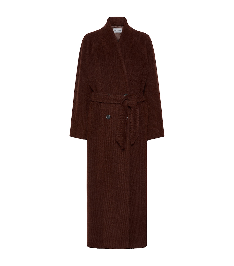 Marella Womens Alpaca-Virgin Wool Coat Brown
