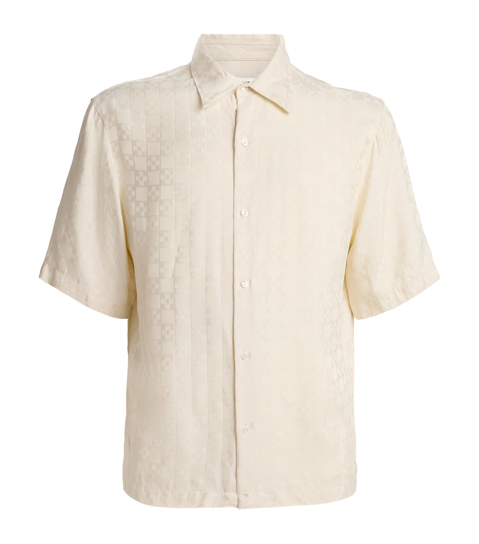 Sandro Paris Mens Jacquard Cross Short-Sleeve Shirt White