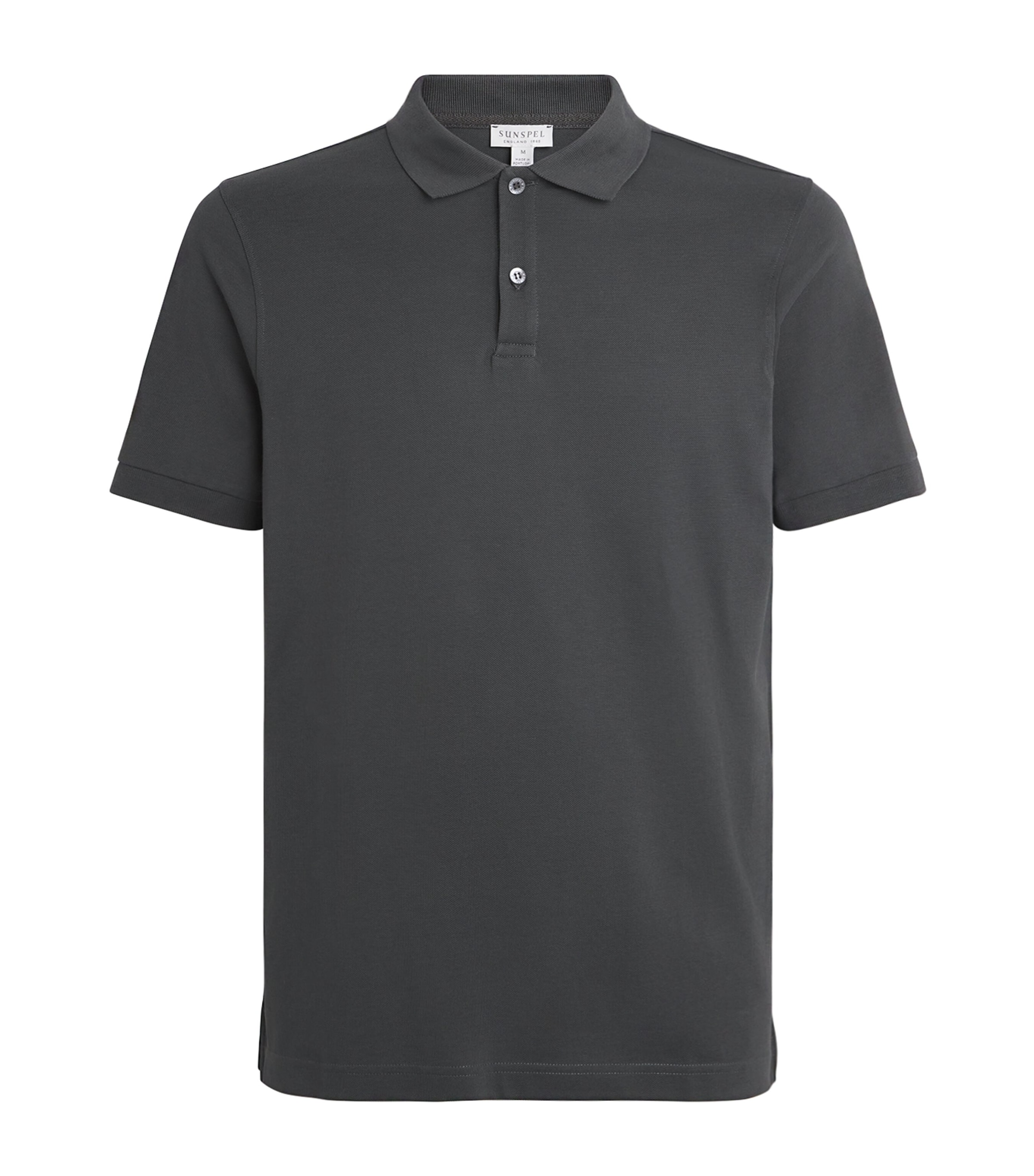 Sunspel Mens Supima Cotton Polo Shirt Anthracite