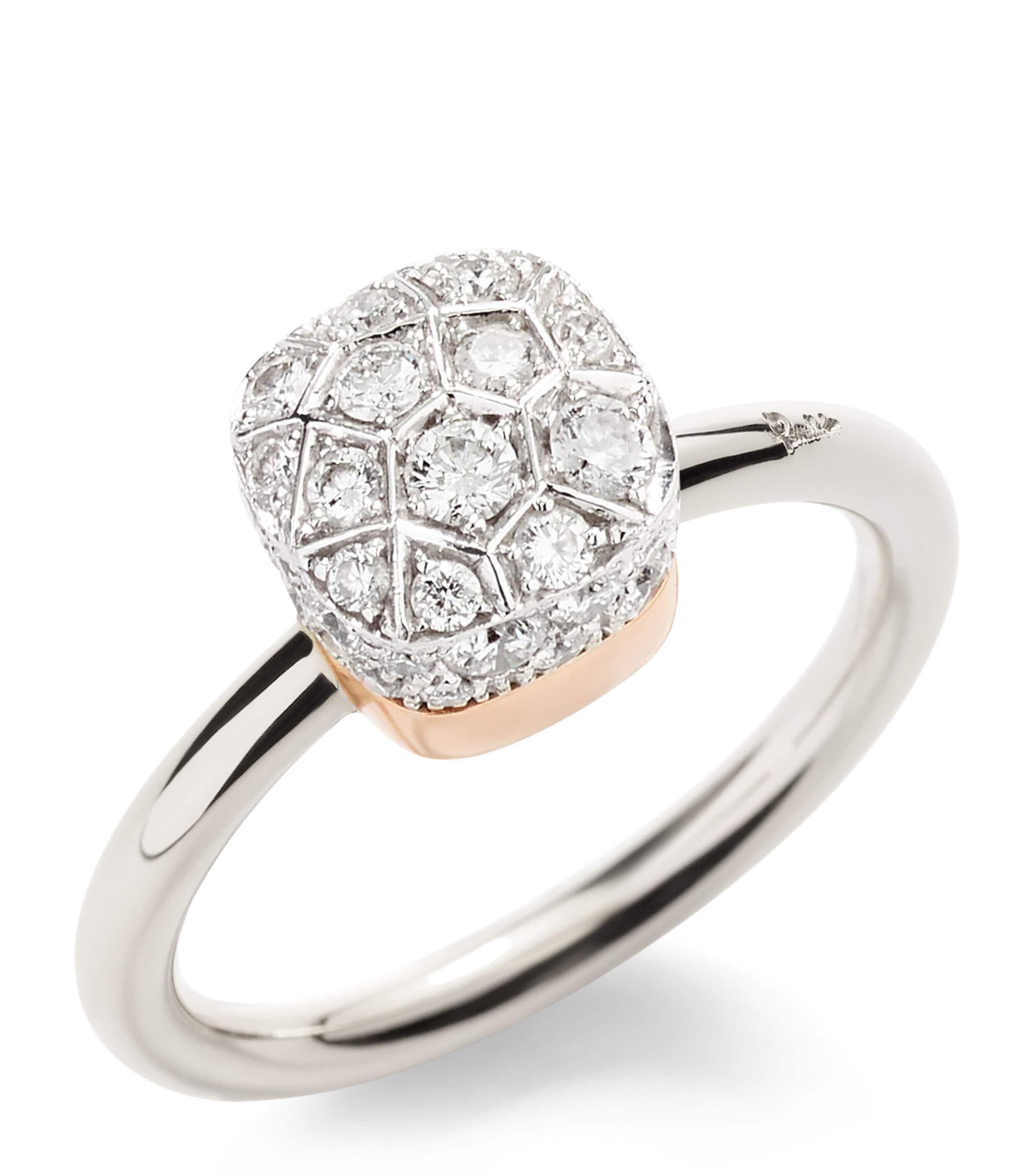 Pomellato White Gold, Rose Gold and Diamond Nudo Solitaire Ring