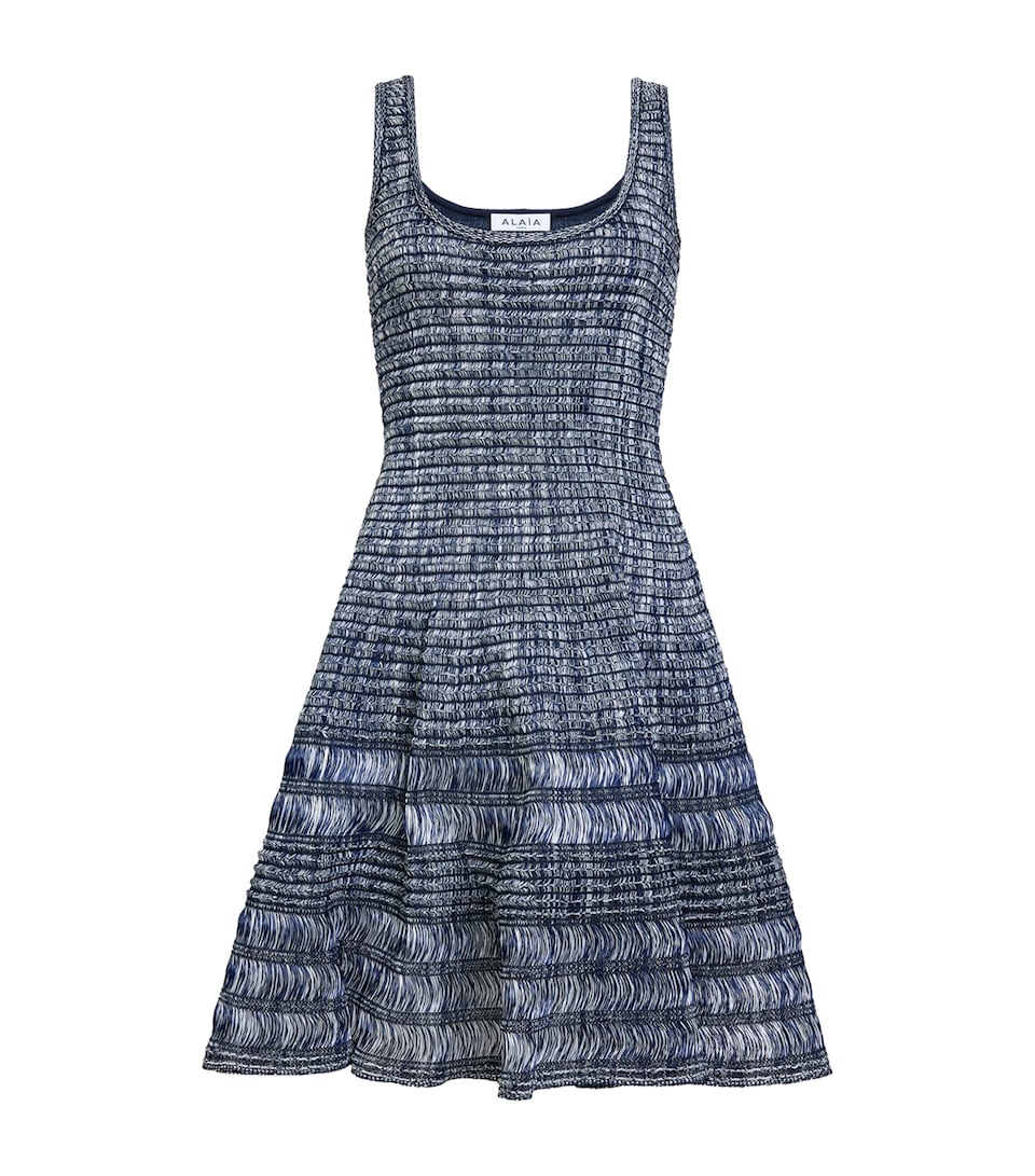 Alaïa Womens Raffia Crochet Mini Dress White/navy